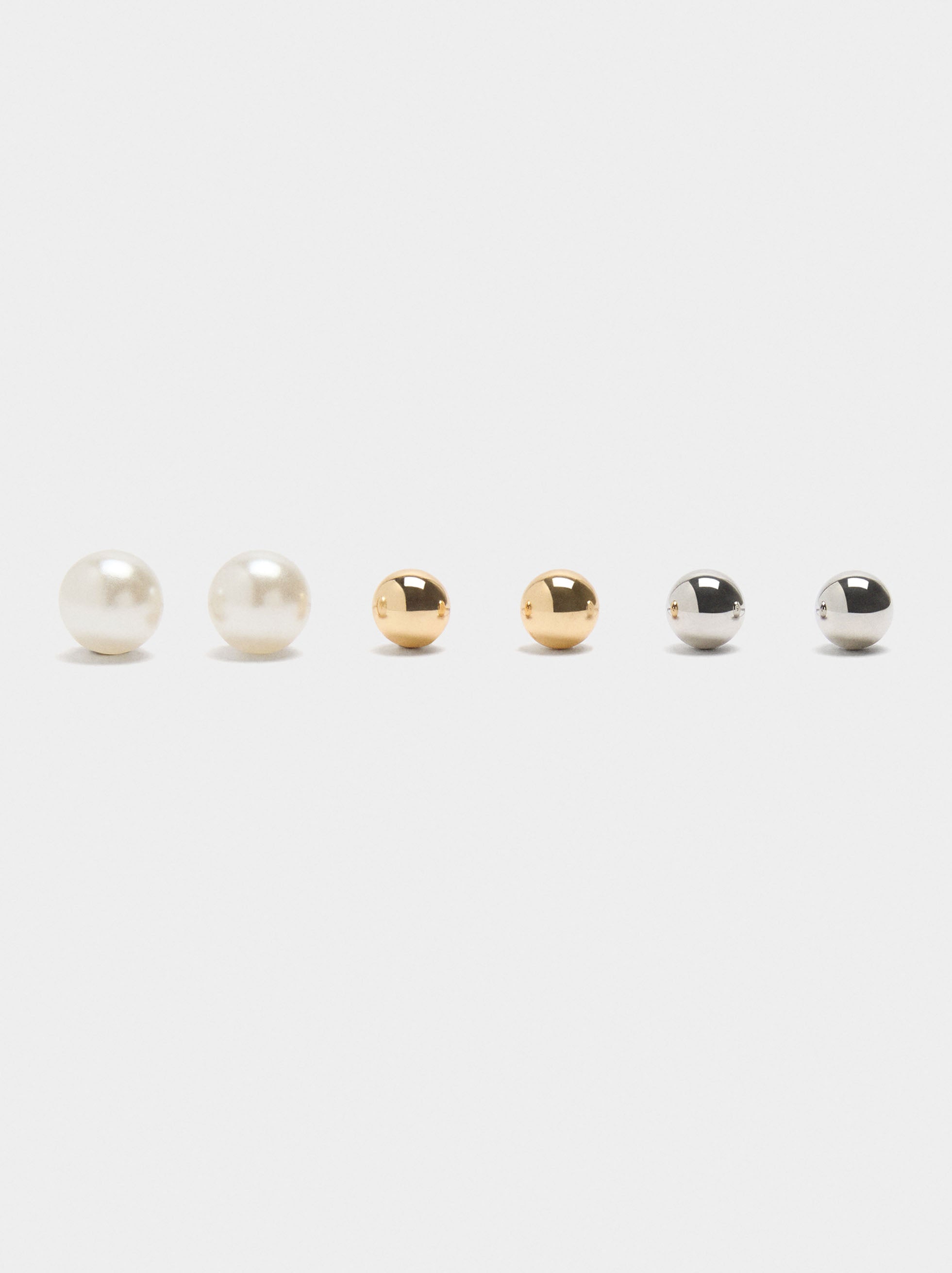 Pendientes De Esferas Bicolor Y Perlas