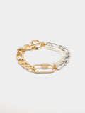 Pulsera De Eslabones Bicolor Y Perlas