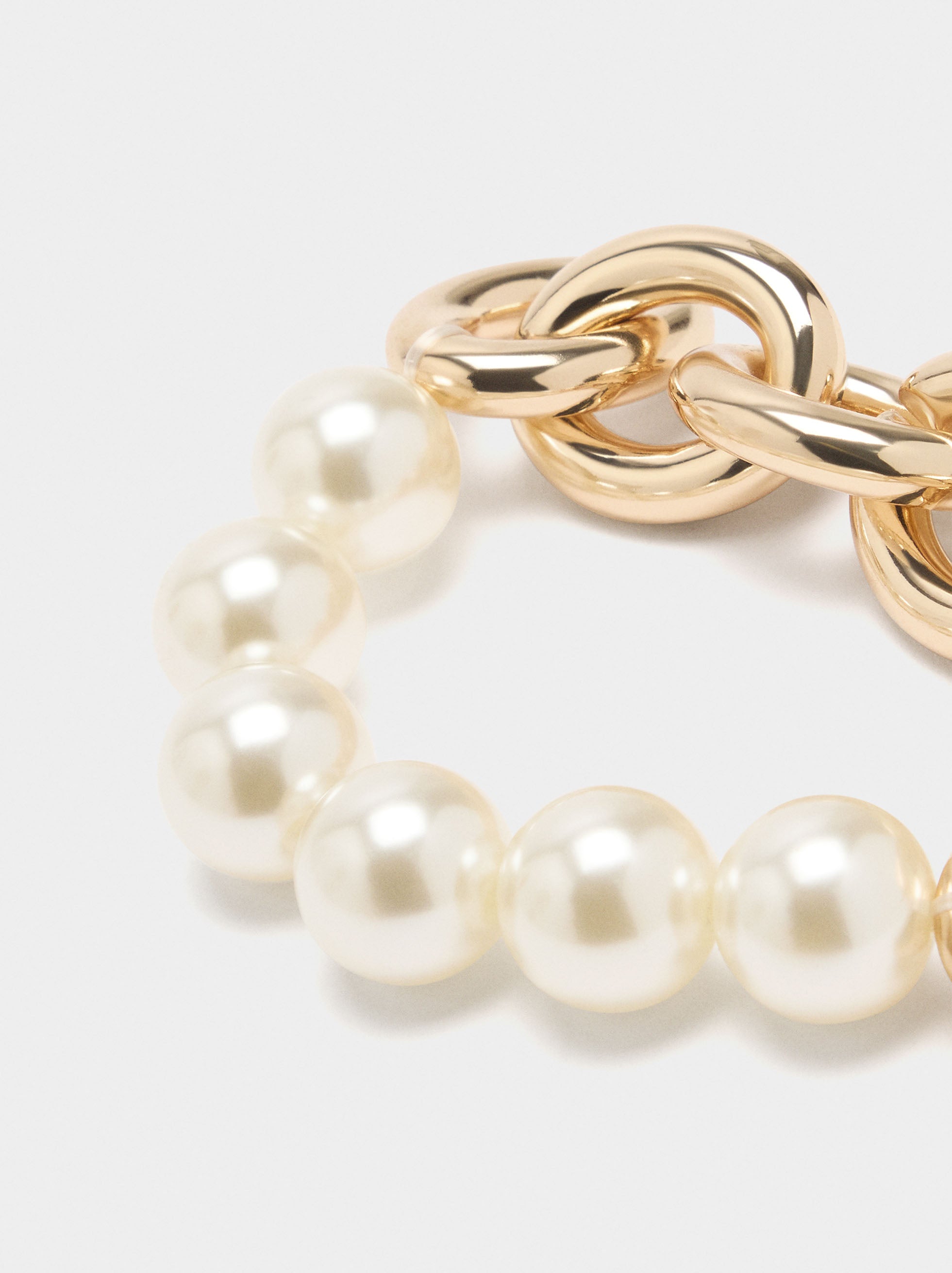 Pulsera Elástica De Eslabones Con Perlas
