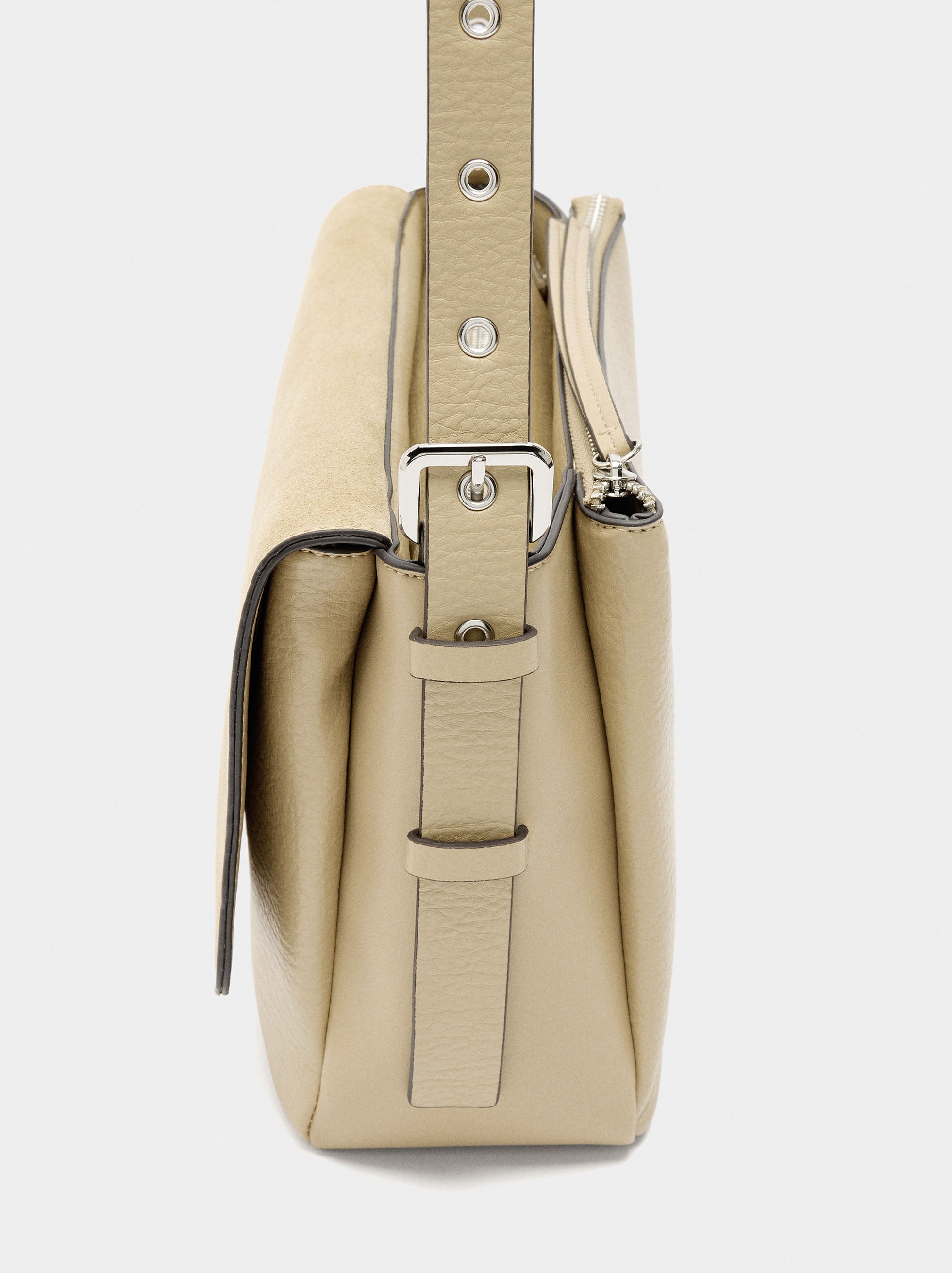 Bolso Bandolera Con Piel