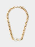 Collar Corto De Eslabones Con Perlas