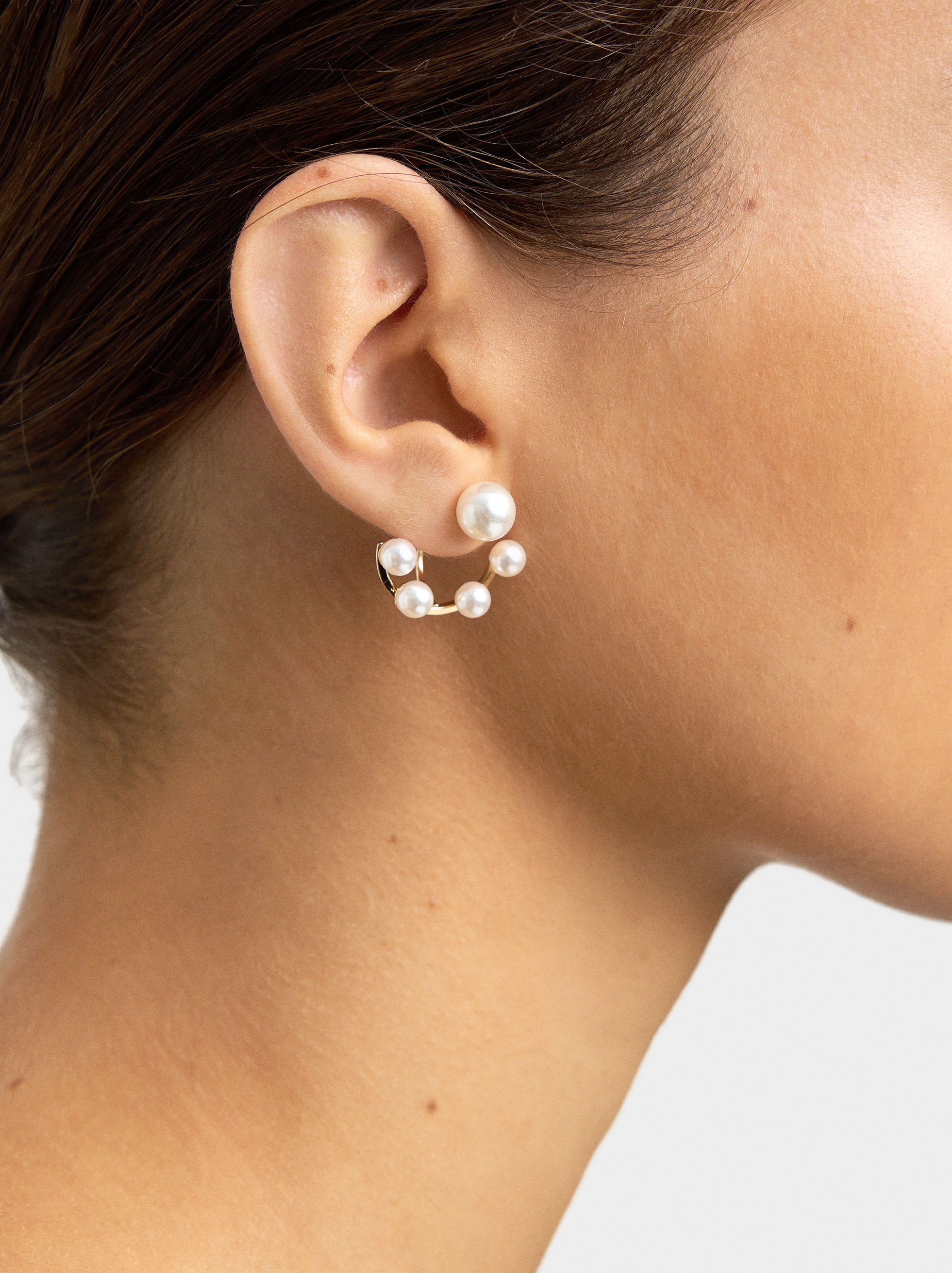 Pendientes Earjacket Con Perlas