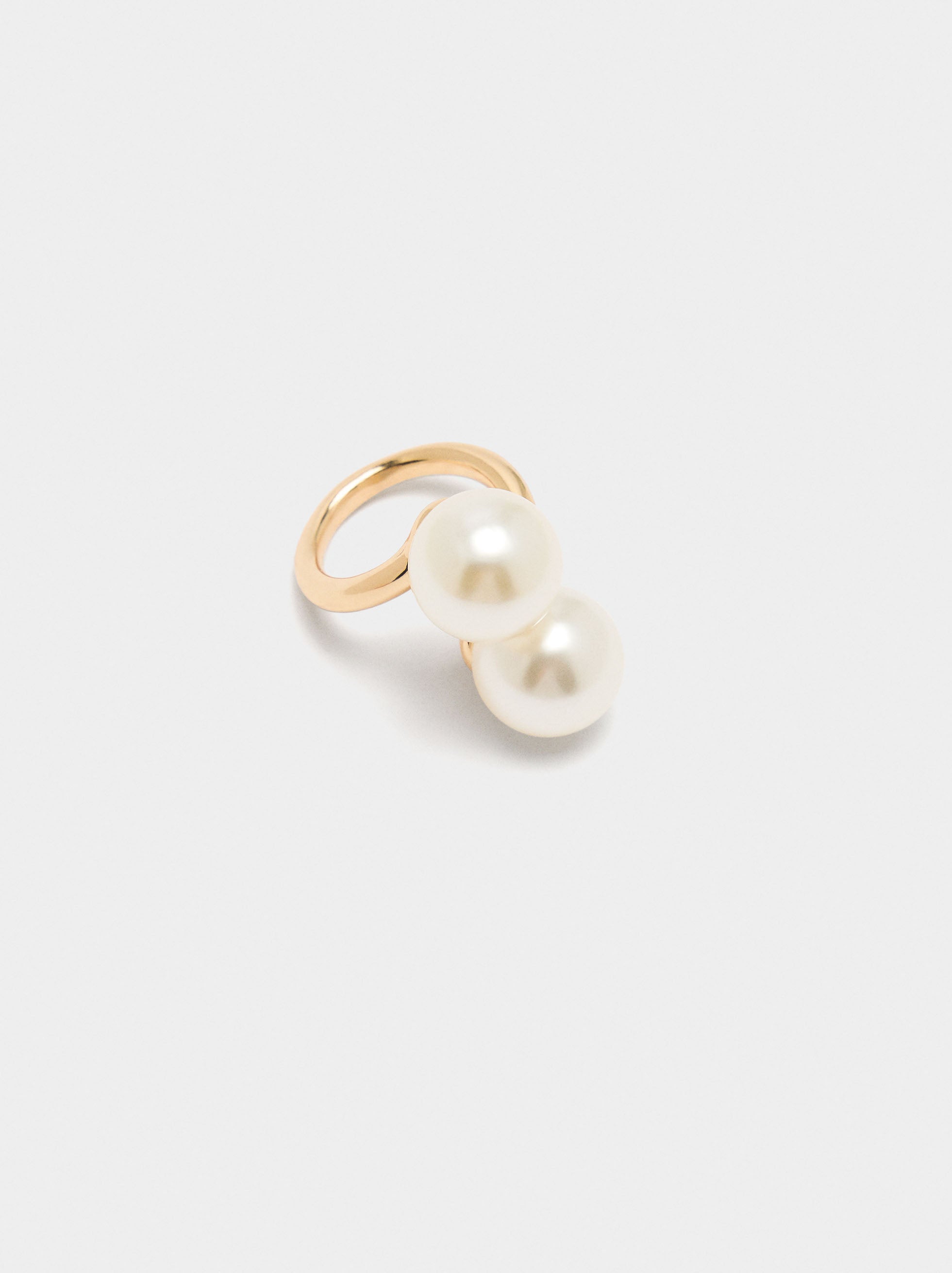 Anillo Cruzado Con Perlas