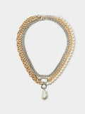 Set De Collares De Eslabones Bicolor Con Perlas