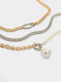 Set De Collares De Eslabones Bicolor Con Perlas