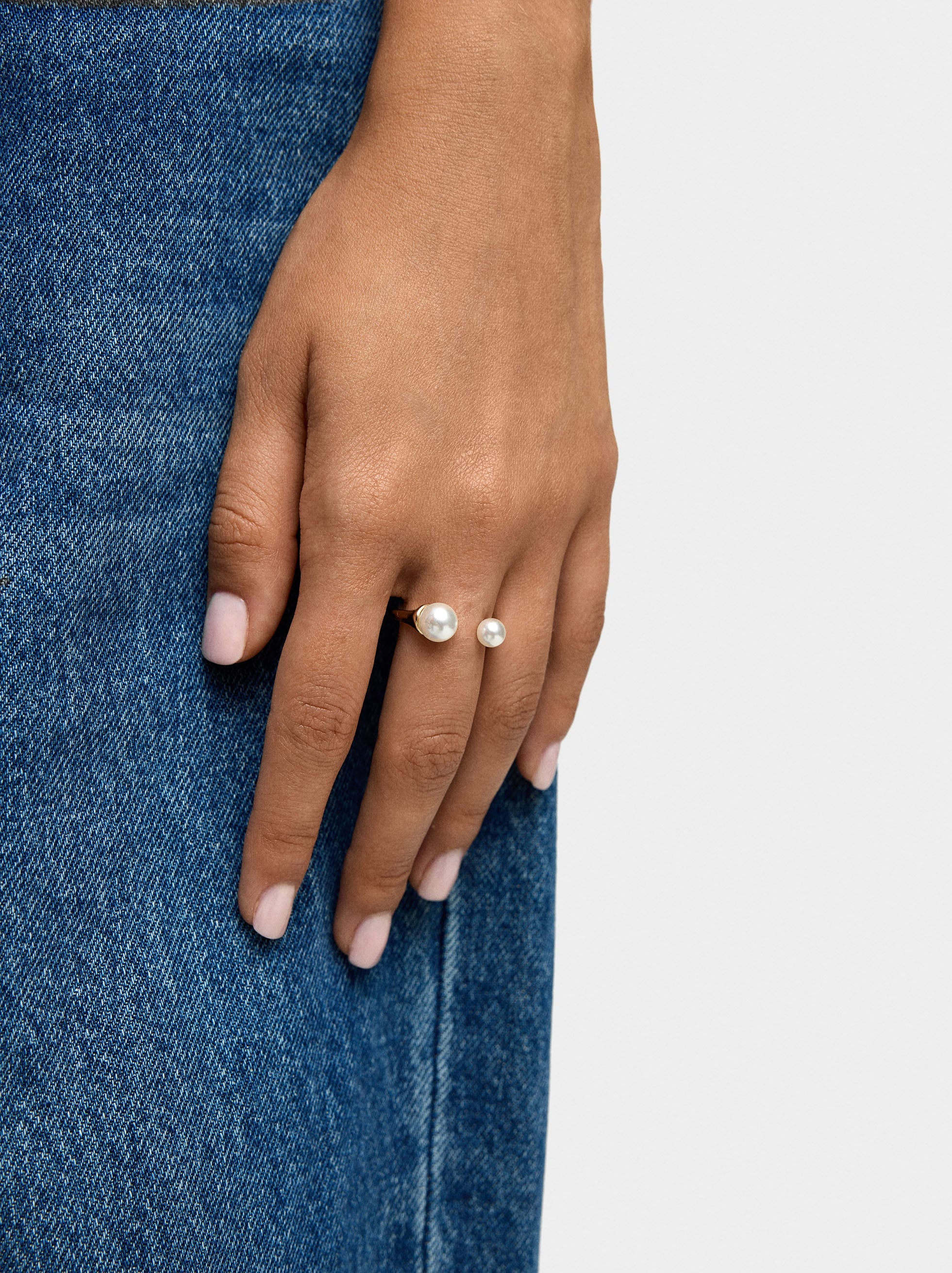 Anillo Abierto Con Perlas
