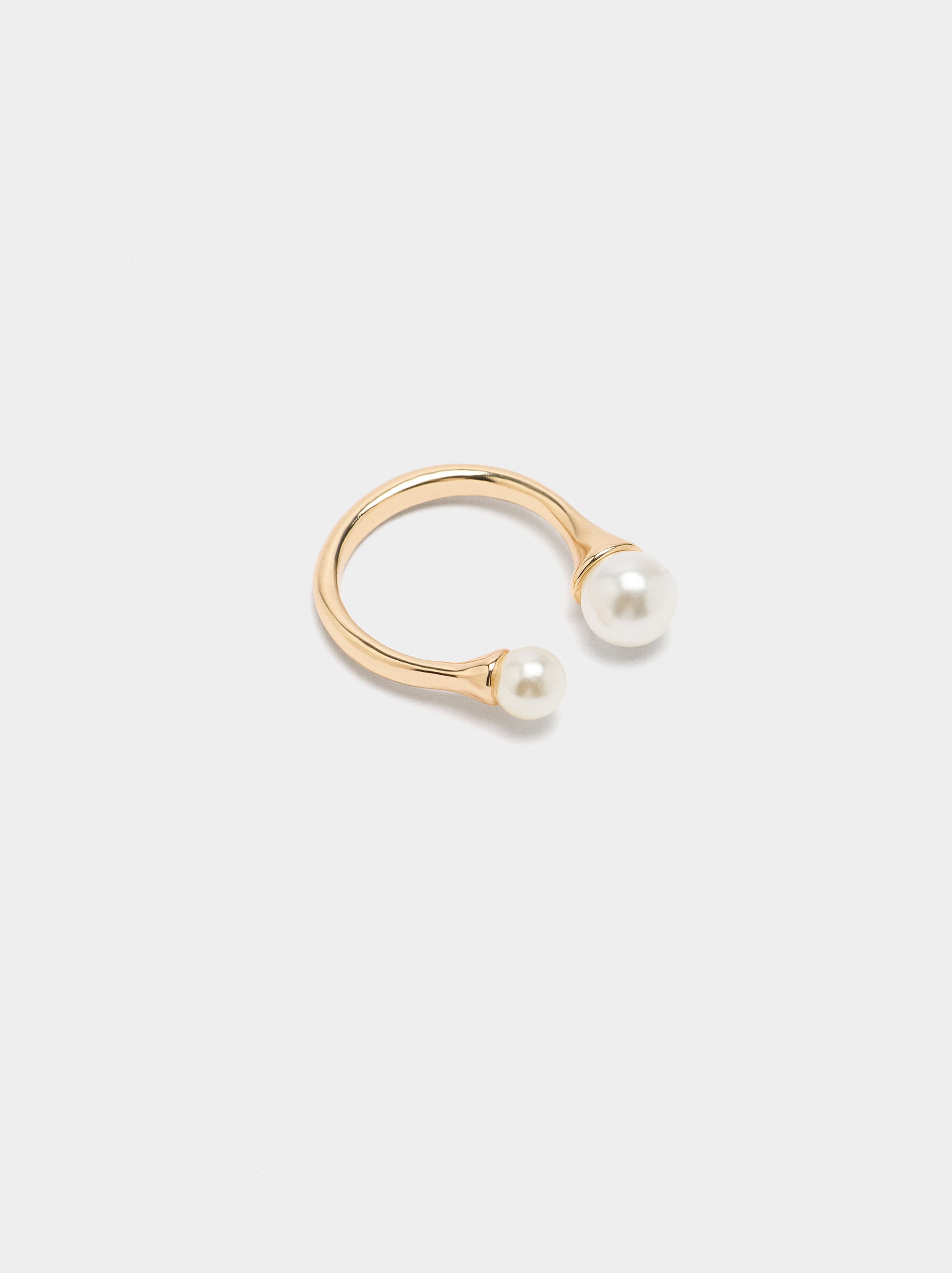 Anillo Abierto Con Perlas