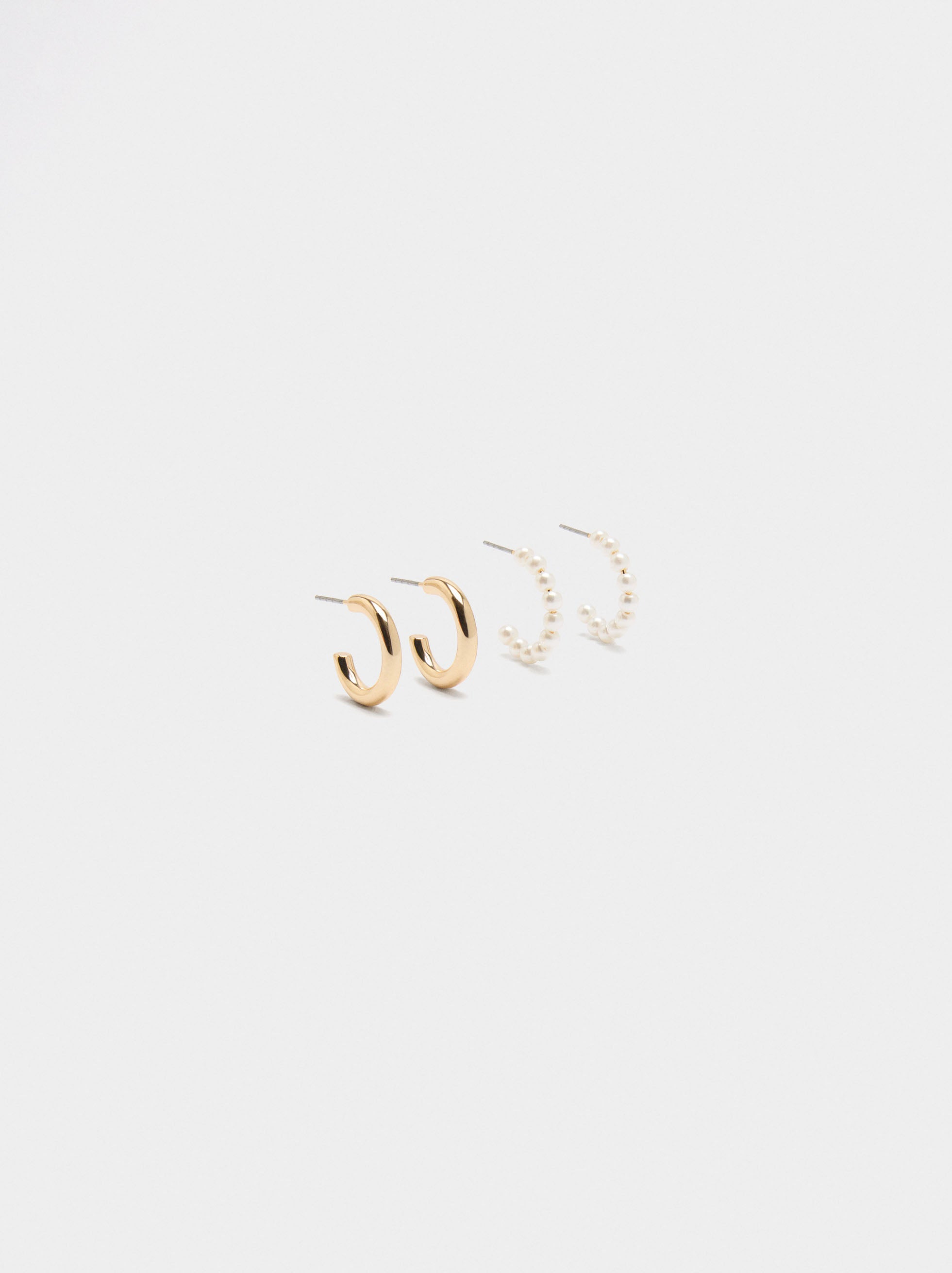 Set De Aros Abiertos Con Perlas