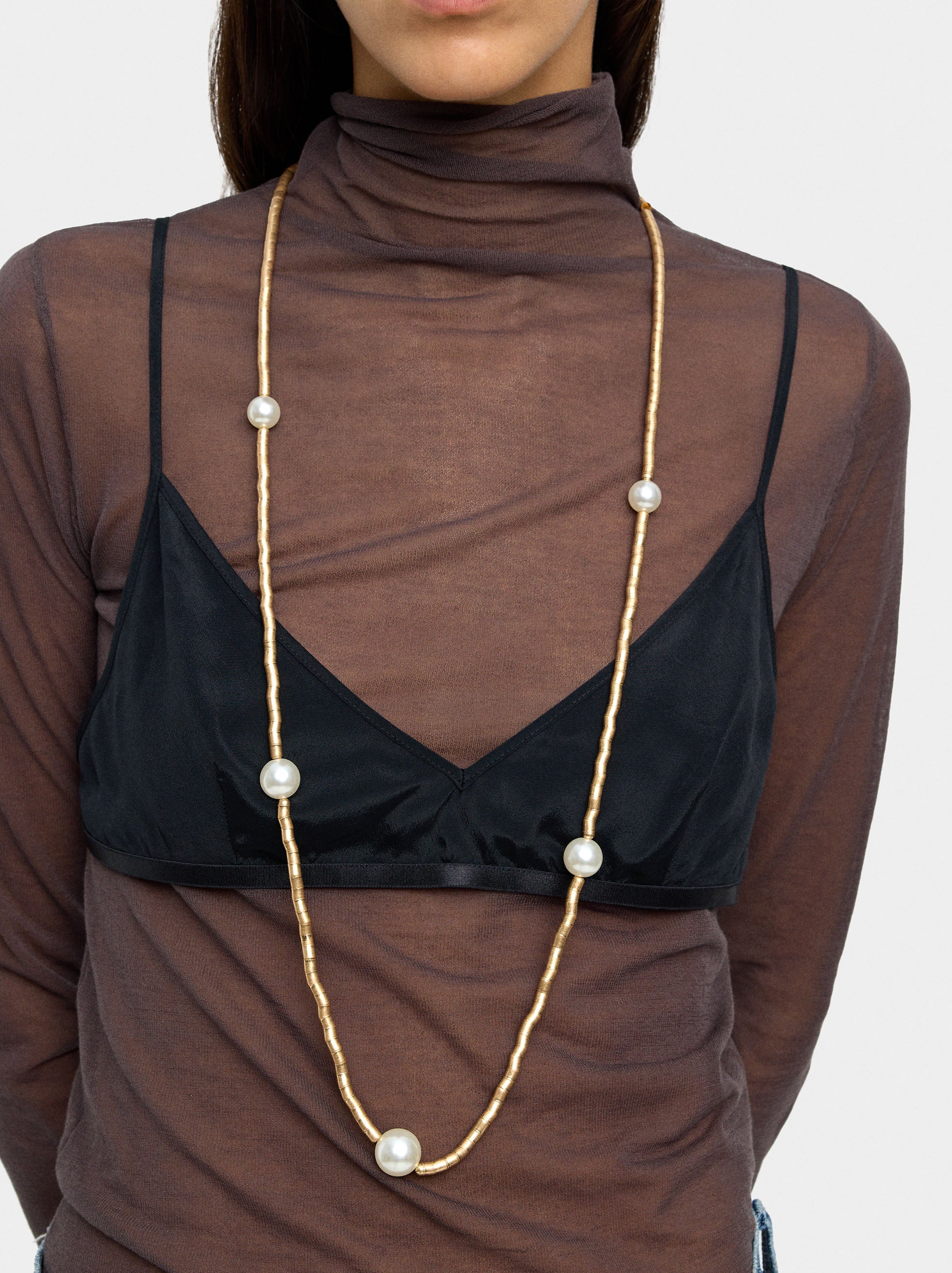 Collar Largo Con Perlas