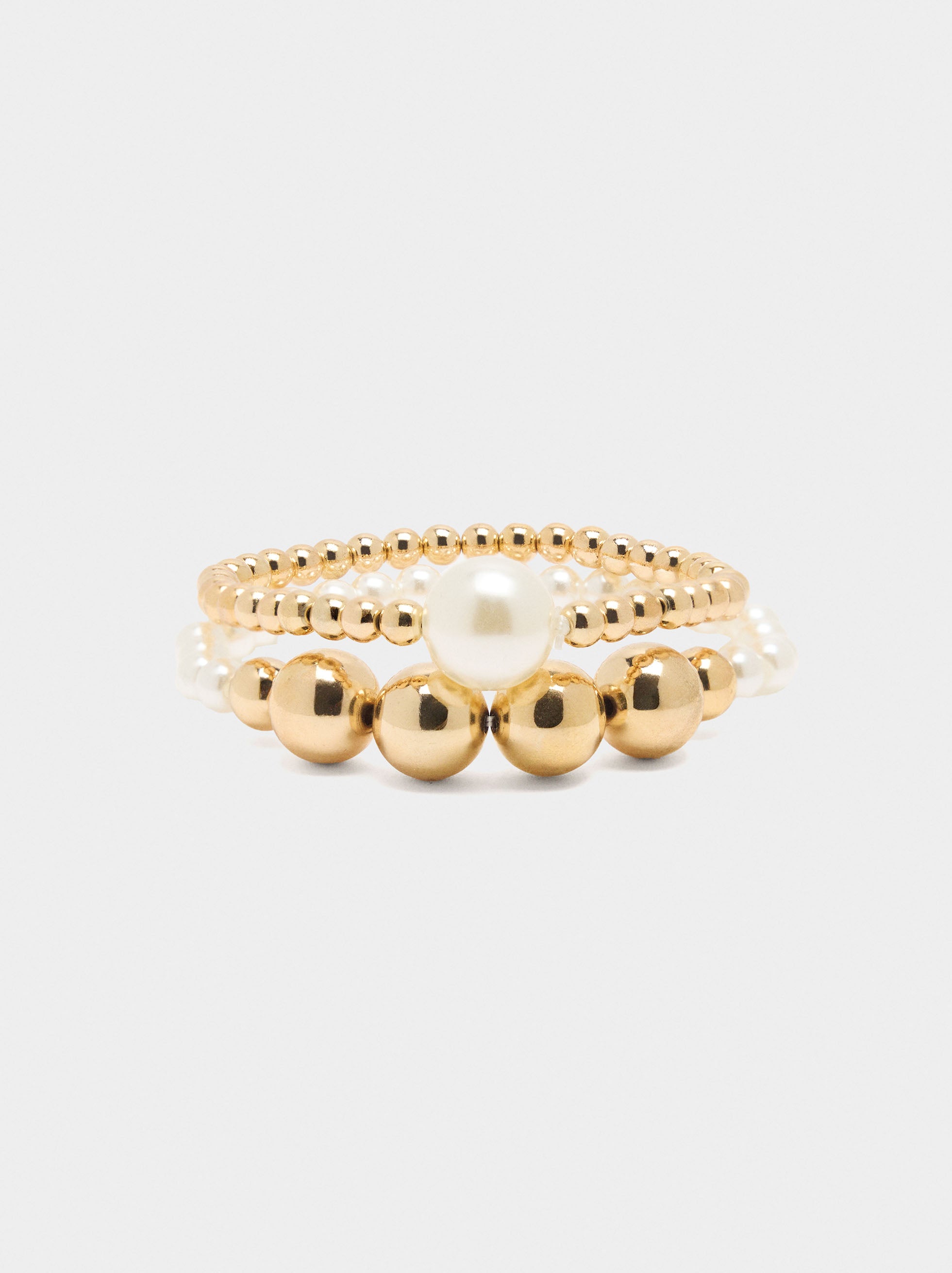 Set De Pulseras Elásticas Con Perlas