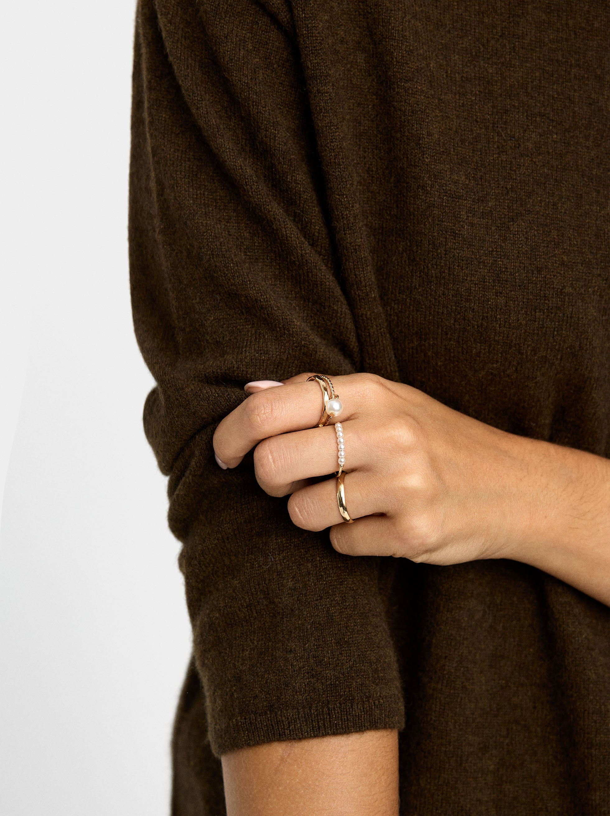 Set De Anillos Con Perlas