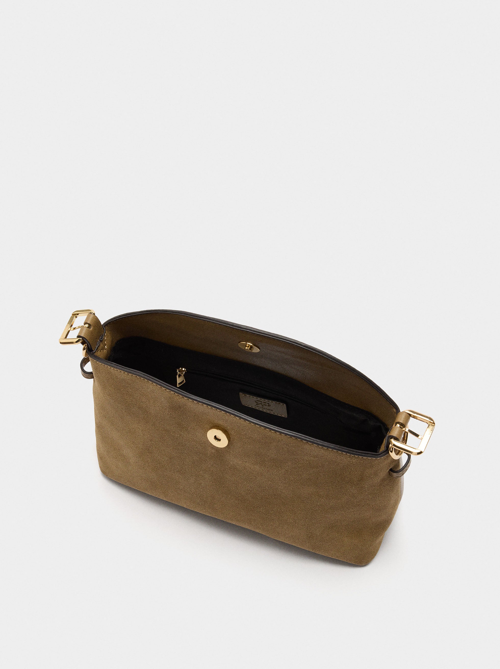 Bolso Bandolera Con Piel