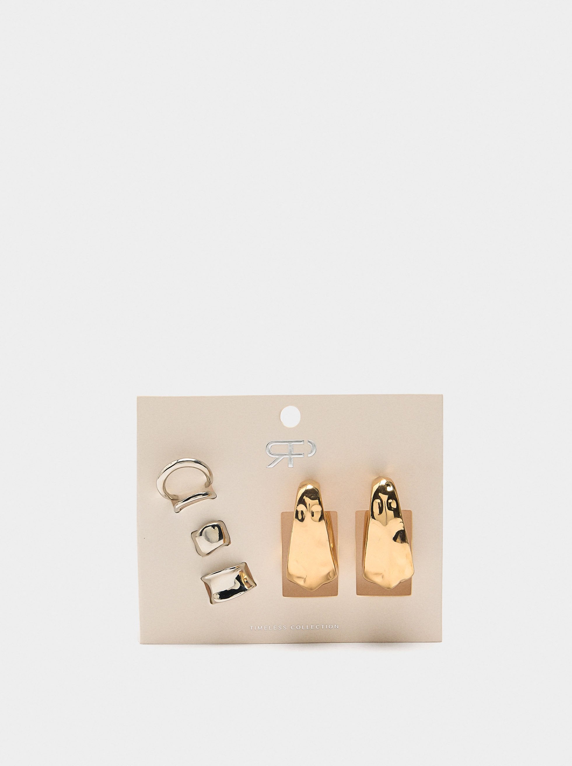 Set De Pendientes Y Earcuffs Bicolor