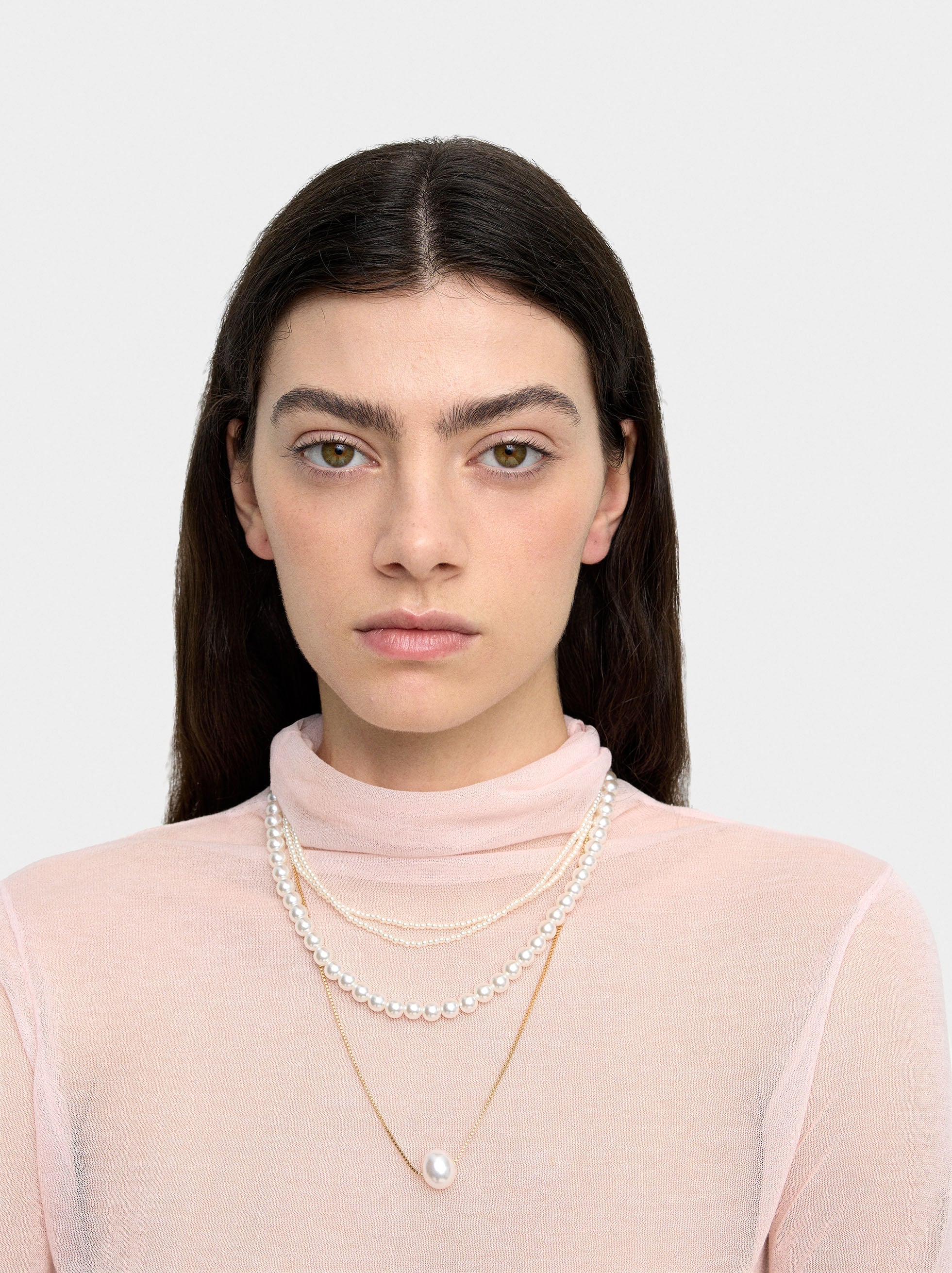 Set De Collares Cortos Con Perlas