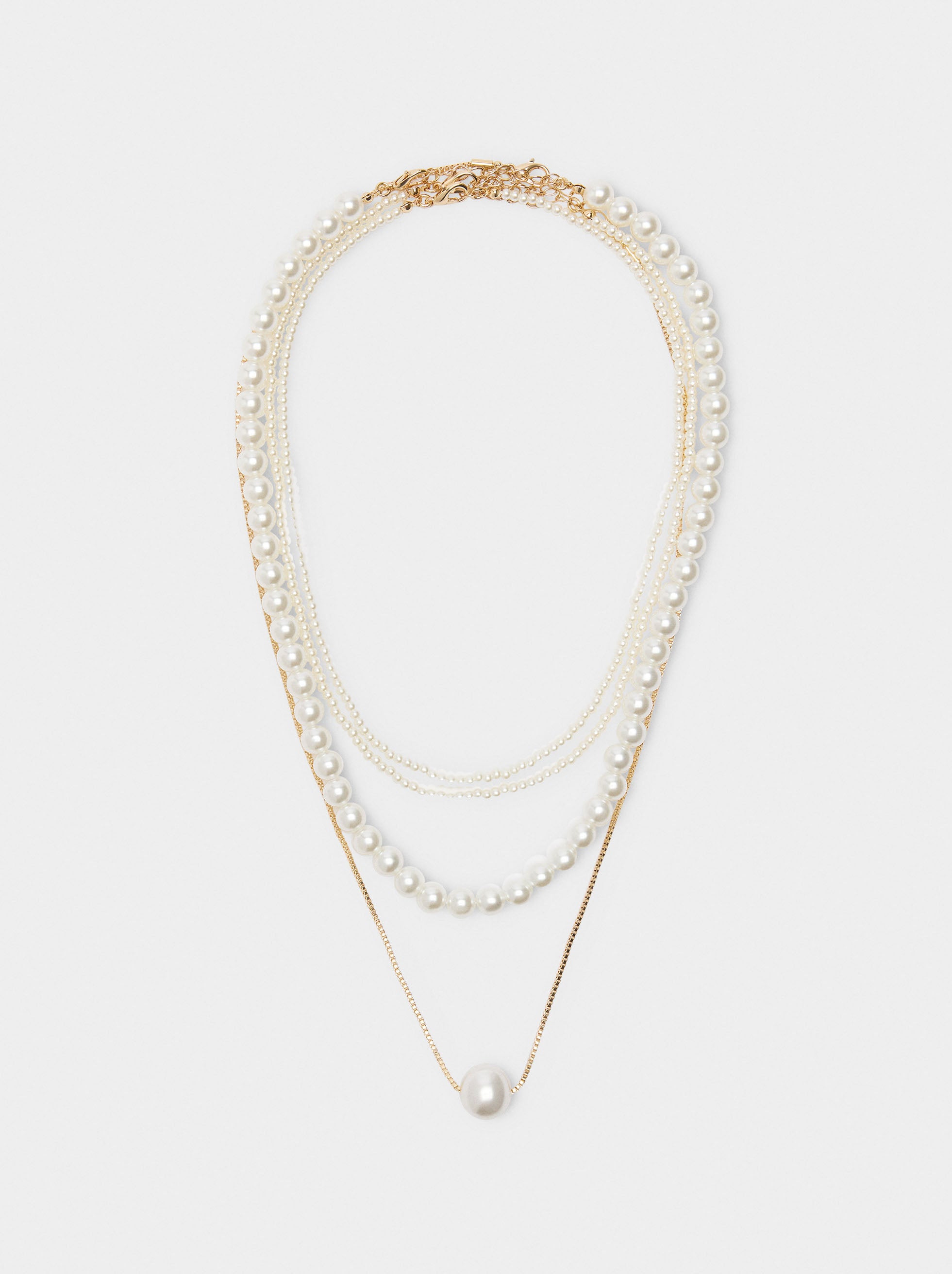 Set De Collares Cortos Con Perlas