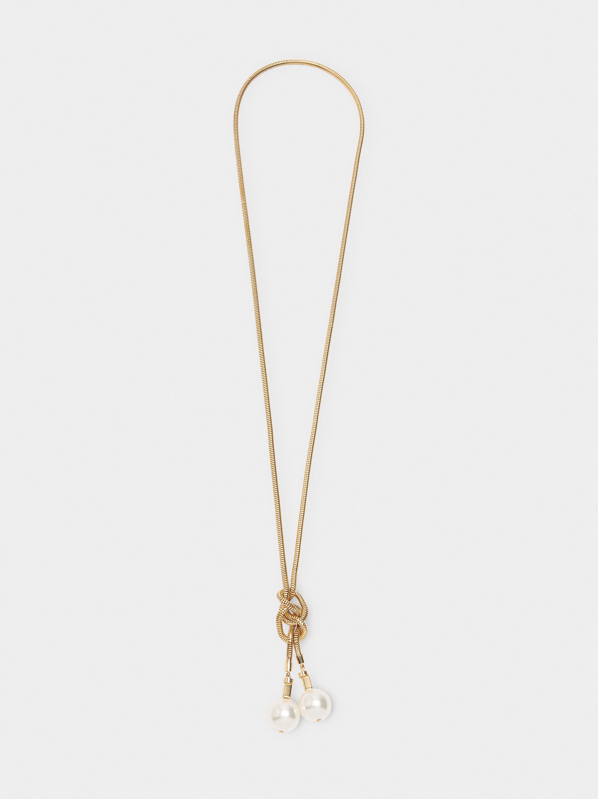 Collar Cadena De Serpiente Con Perlas