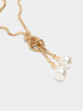 Collar Cadena De Serpiente Con Perlas