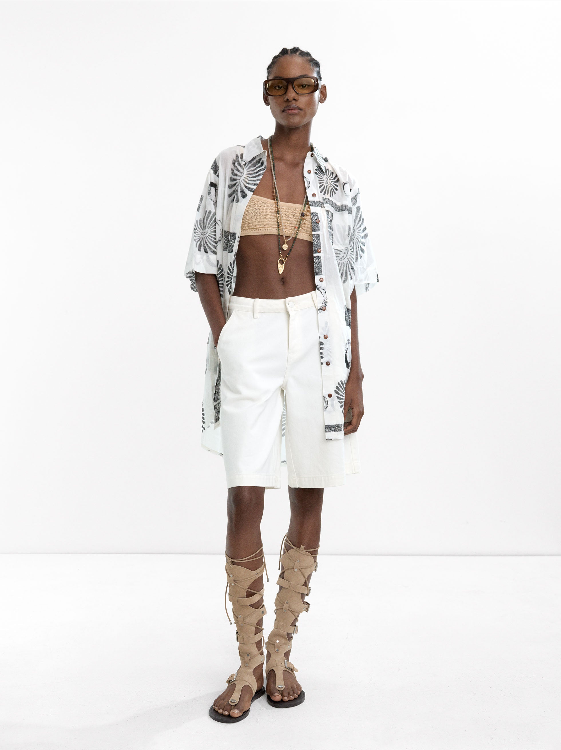 Vestido Camisero Corto Estampado