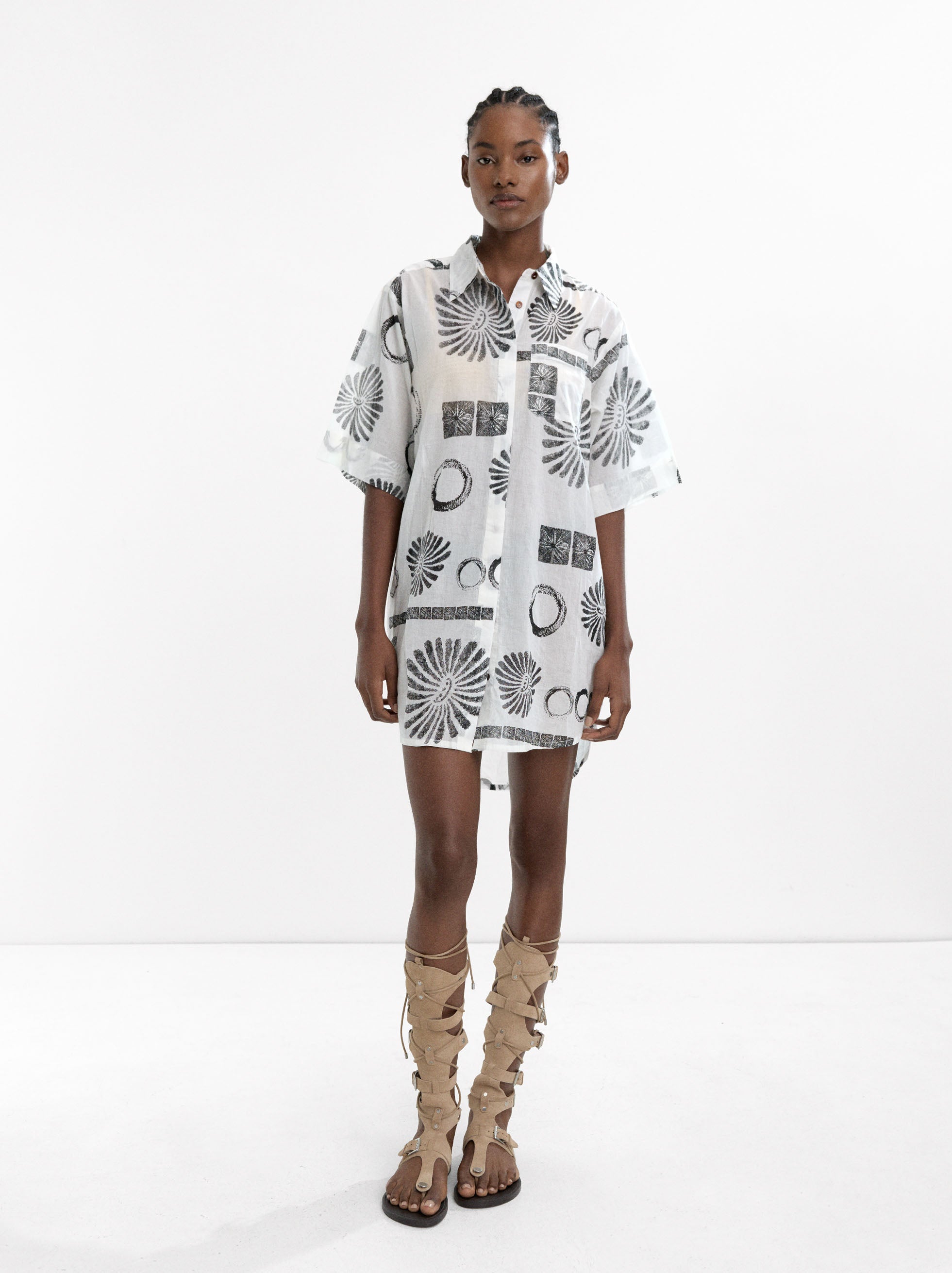 Vestido Camisero Corto Estampado