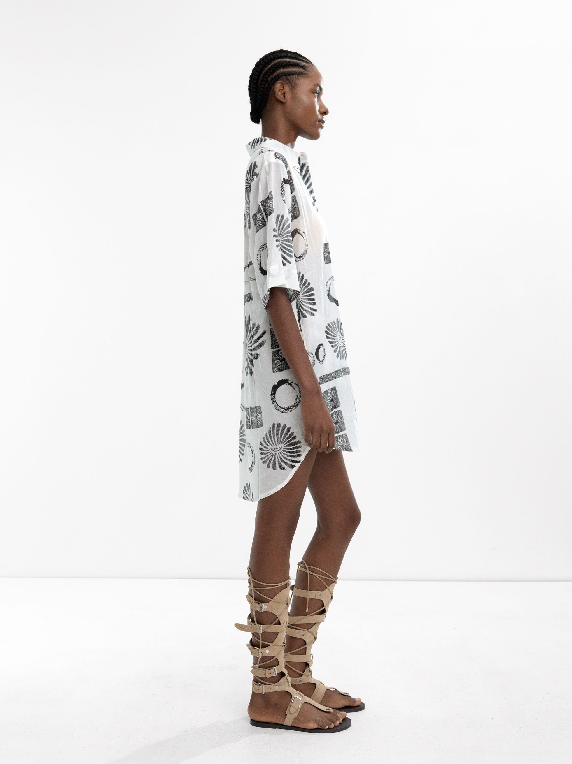 Vestido Camisero Corto Estampado