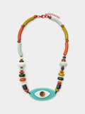 Collar Corto De Cuentas Multicolor Y Ojo