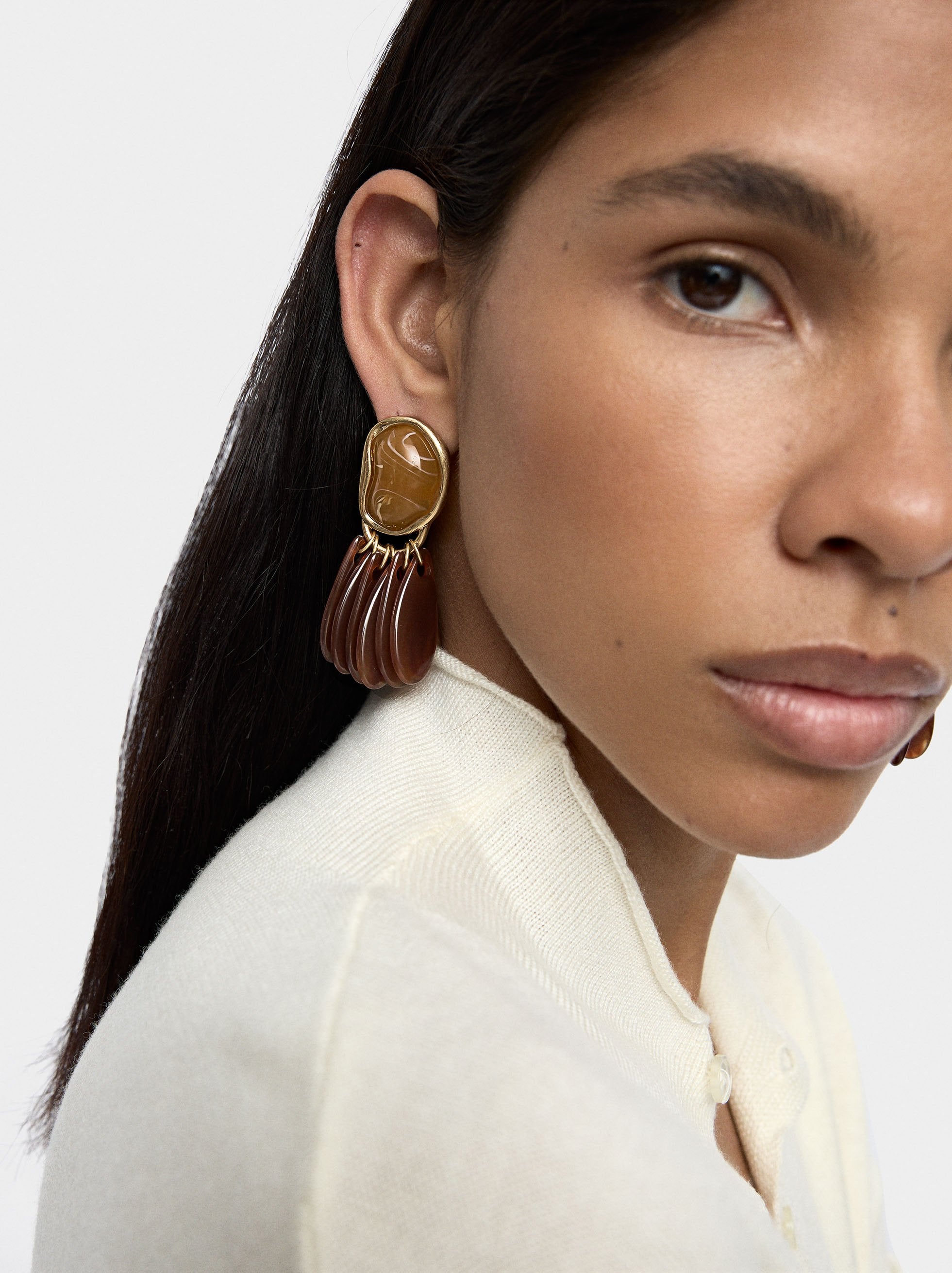 Pendientes Largos De Efecto Piedra