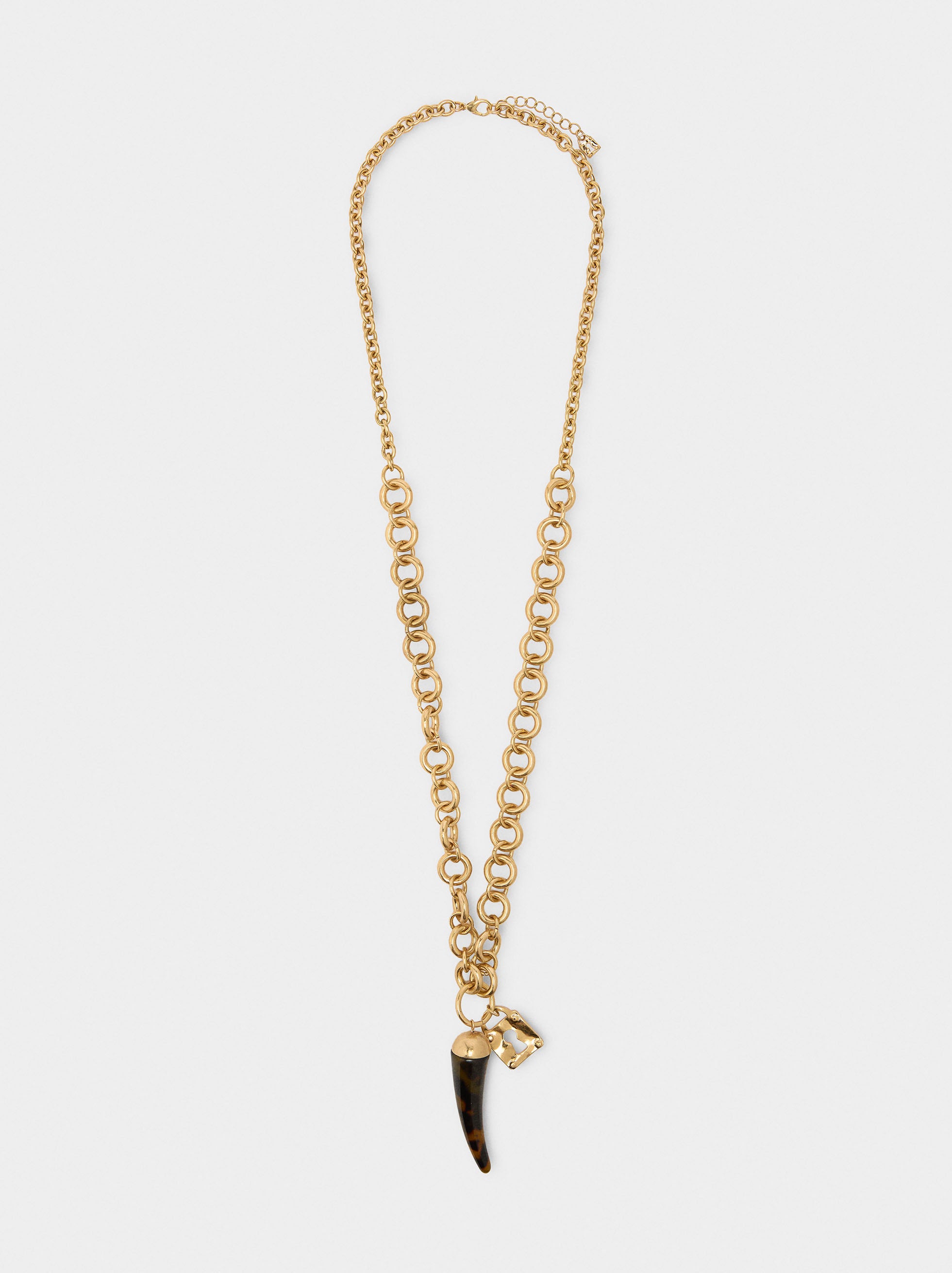 Collar Largo Con Colgante Efecto Carey