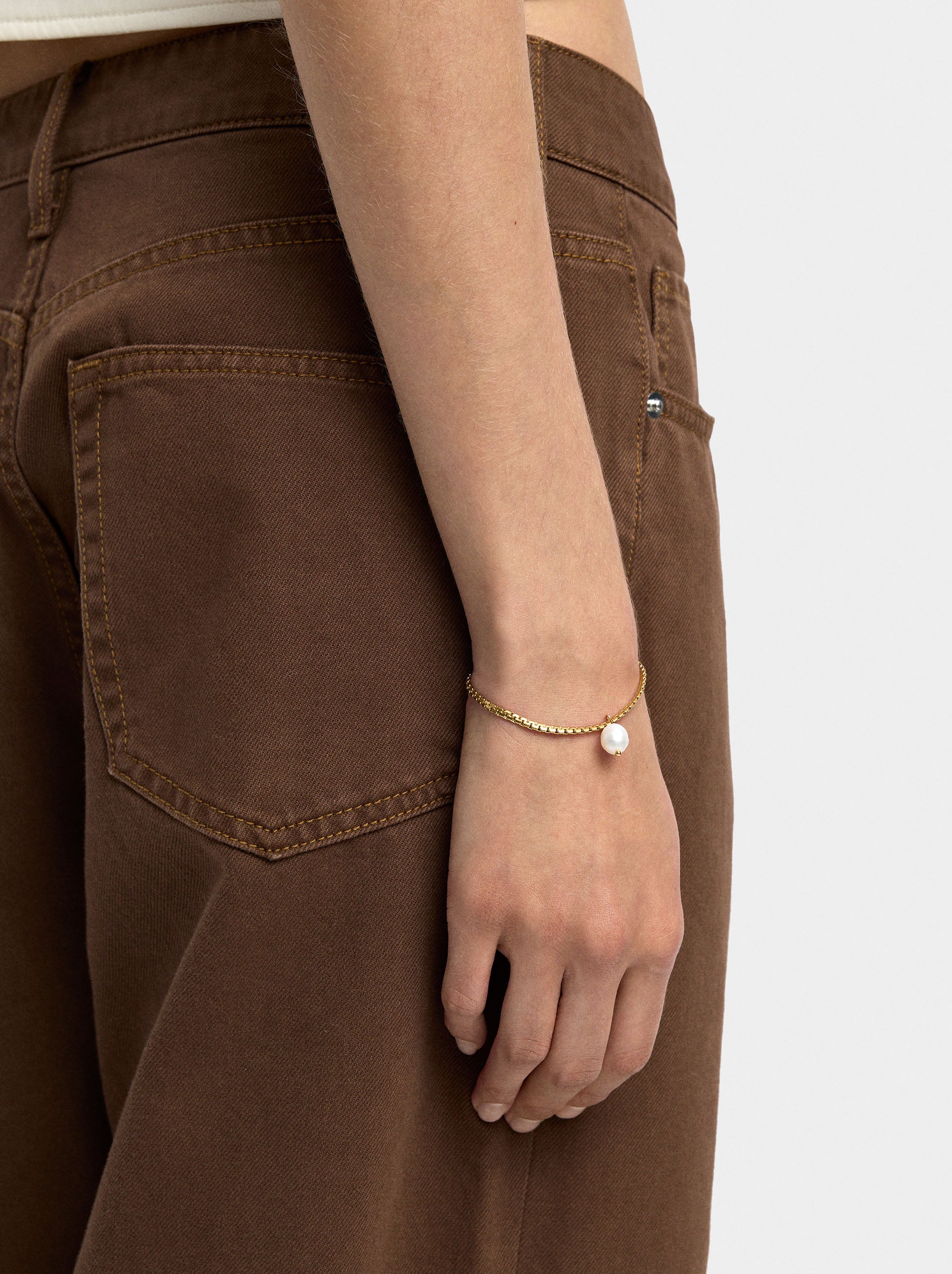 Pulsera De Perlas De Agua Dulce - Acero Inoxidable