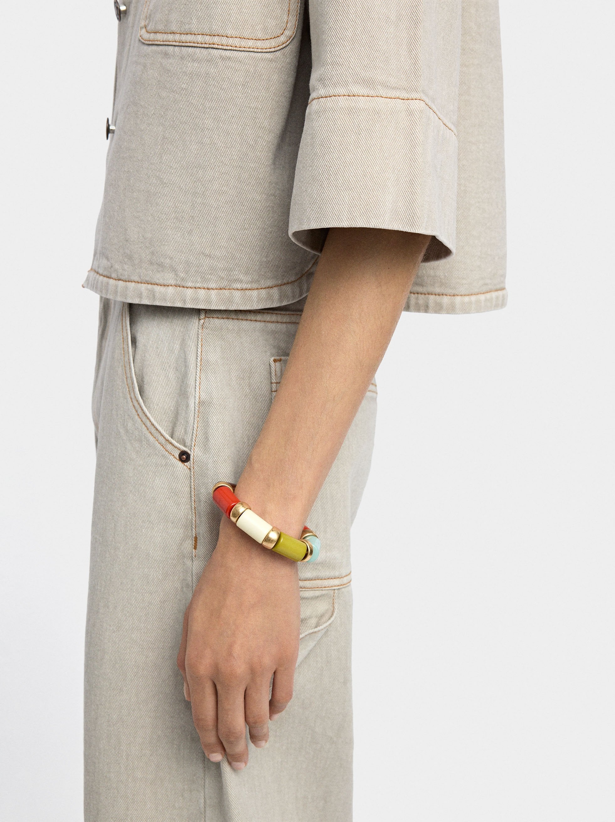 Pulsera Elástica De Cuentas Cilíndricas
