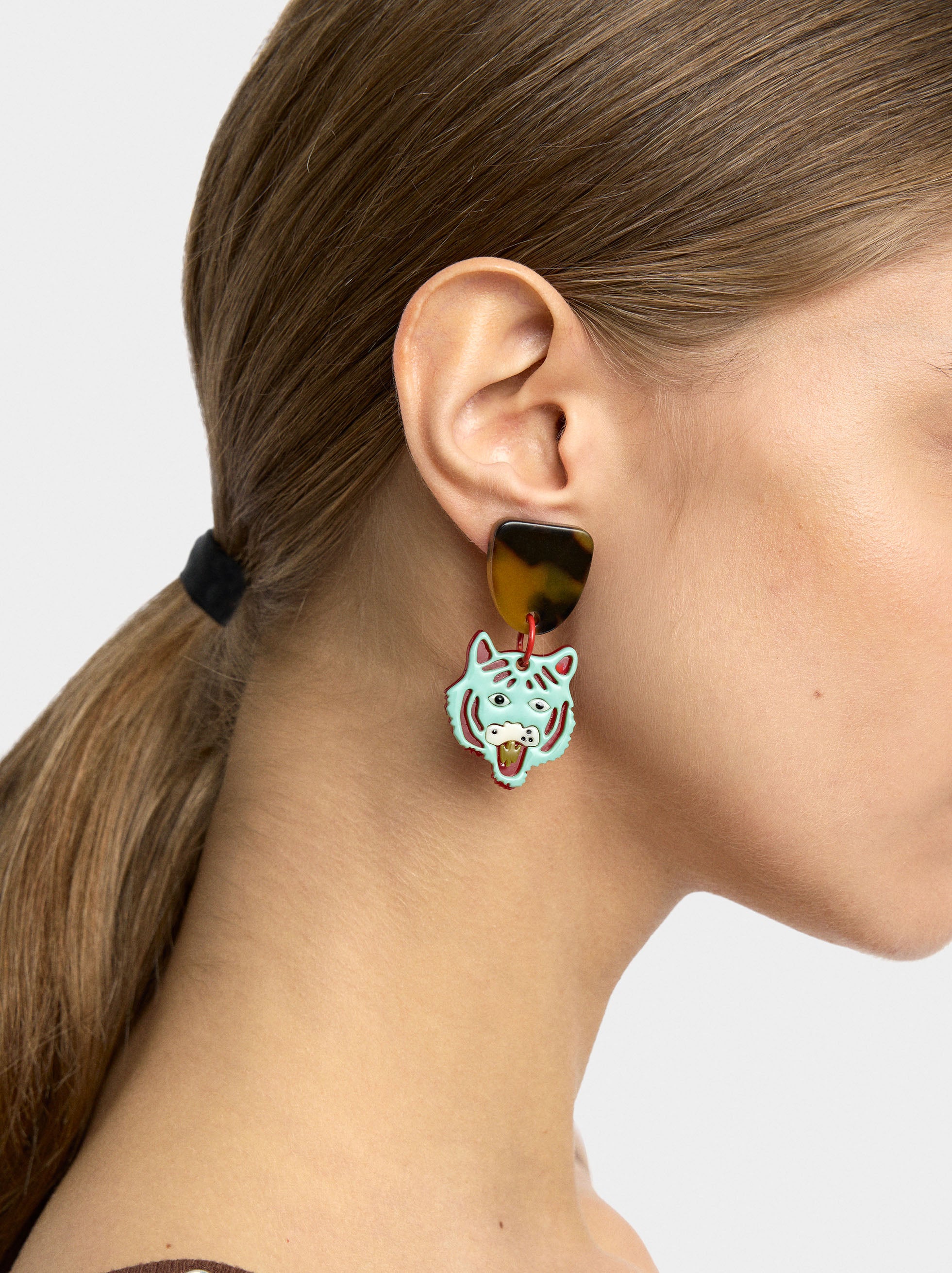 Pendientes Largos Colgante Tigre