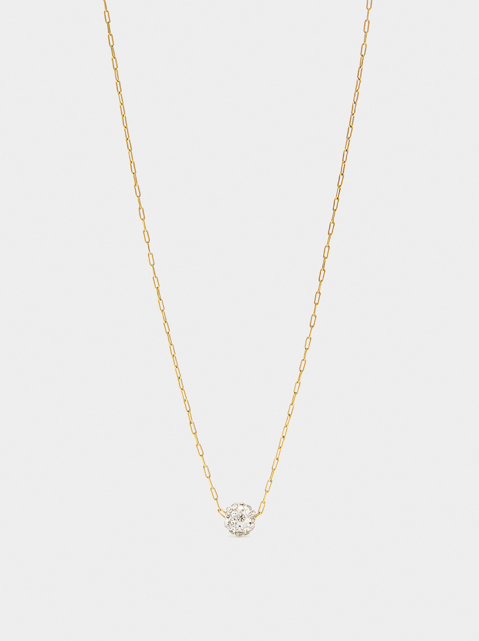 Collar Largo Con Cristal - Acero Inoxidable