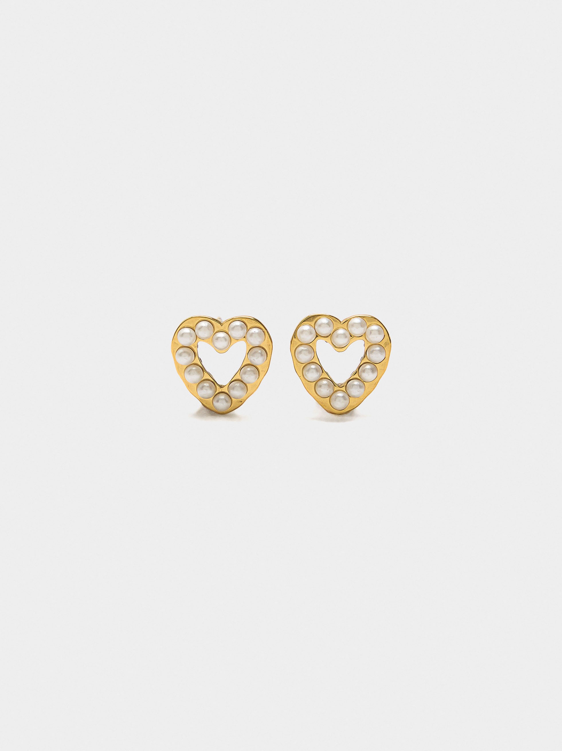 Pendientes De Corazón Con Perlas