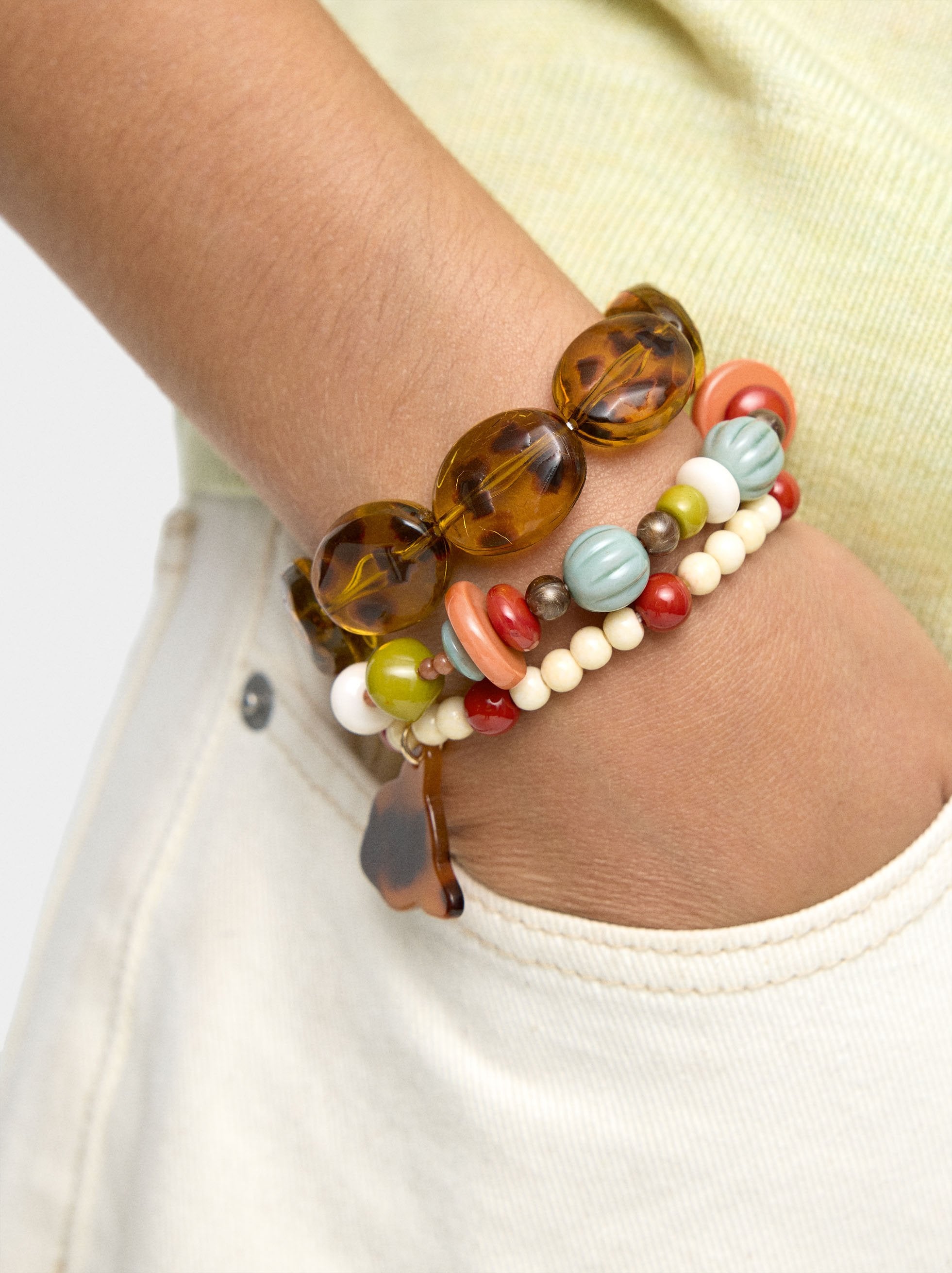 Set De Pulseras Efecto Carey