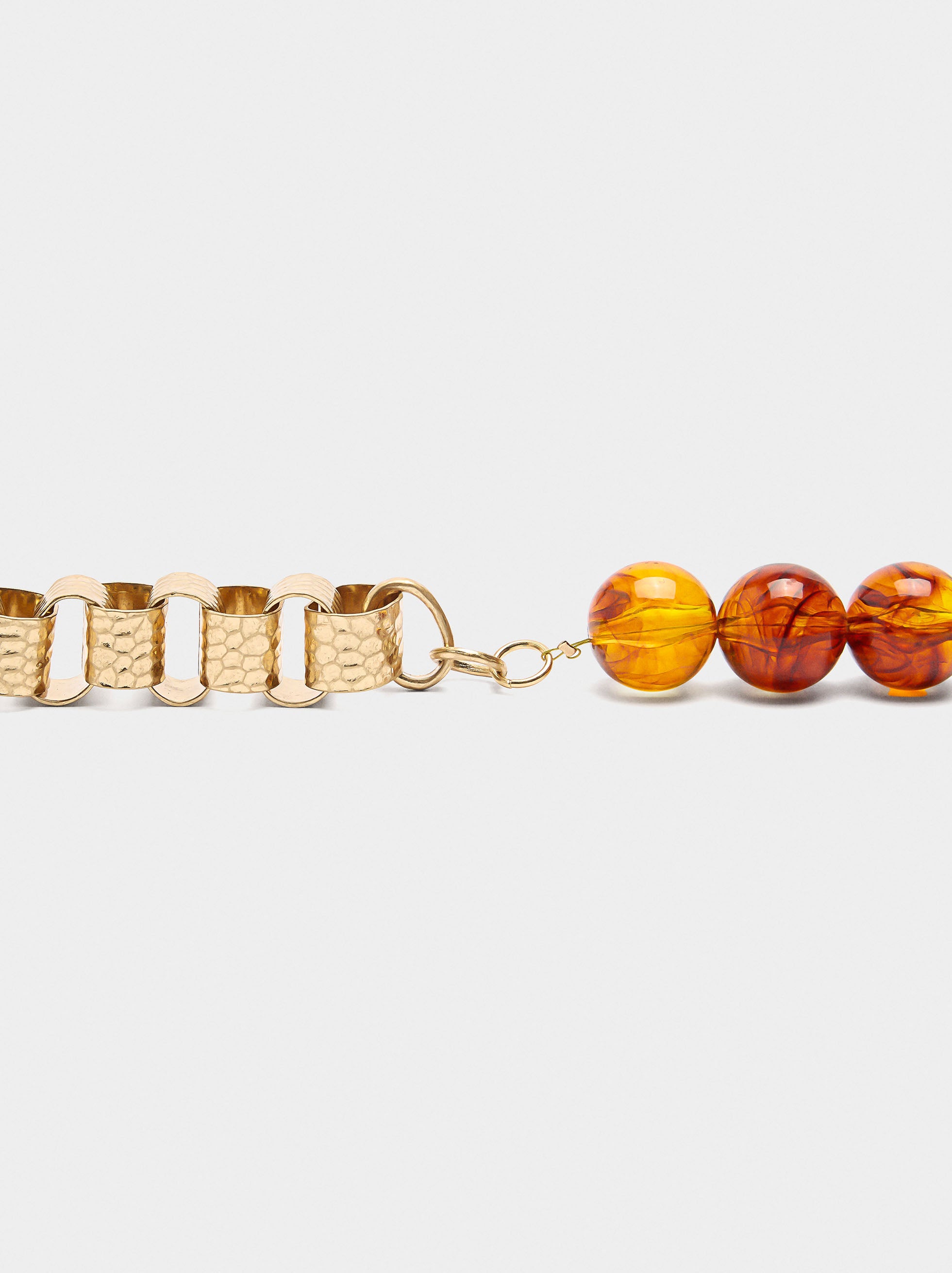 Collar De Eslabones Y Cuentas Efecto Piedra