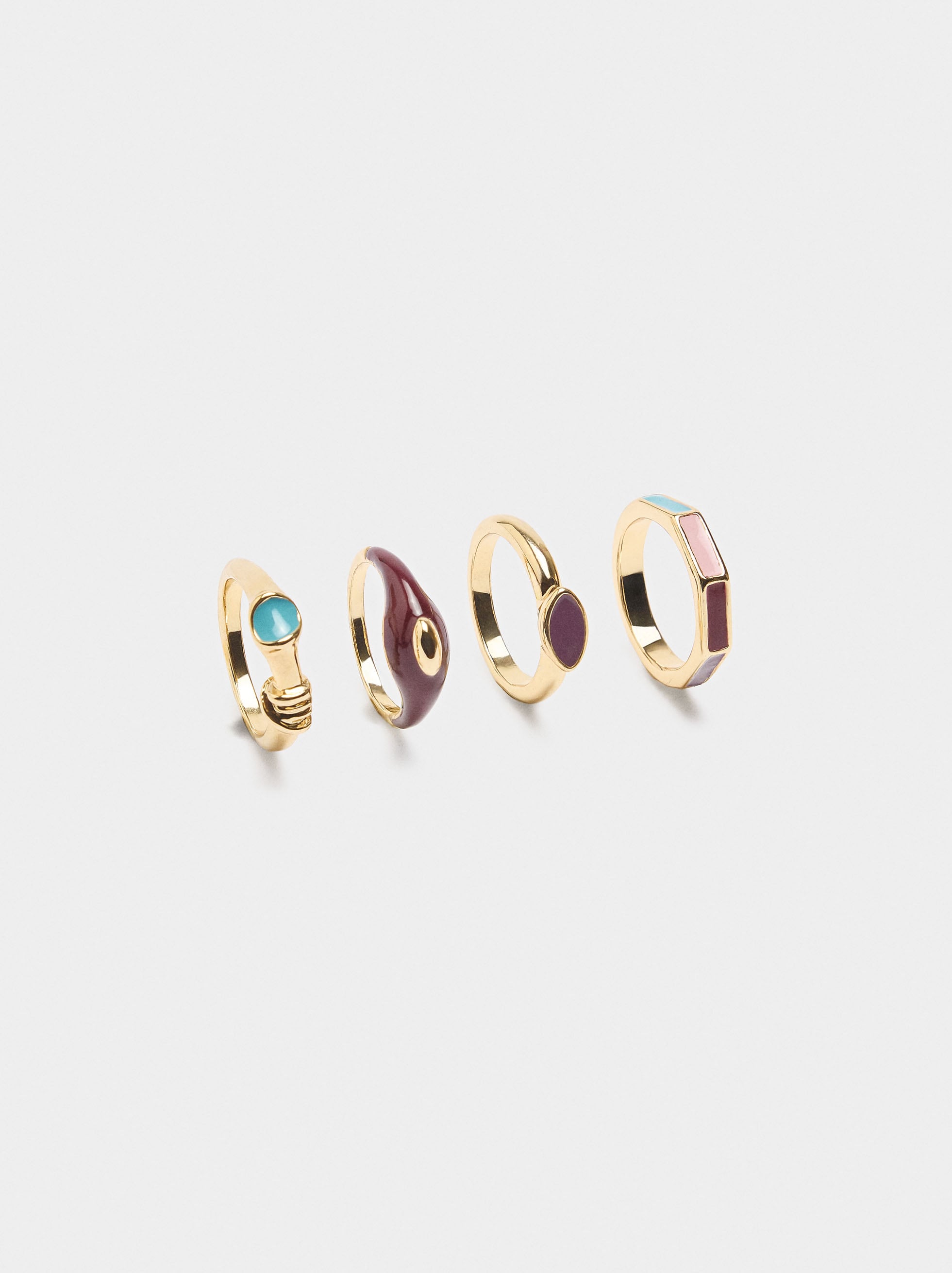 Set De Anillos Con Esmalte