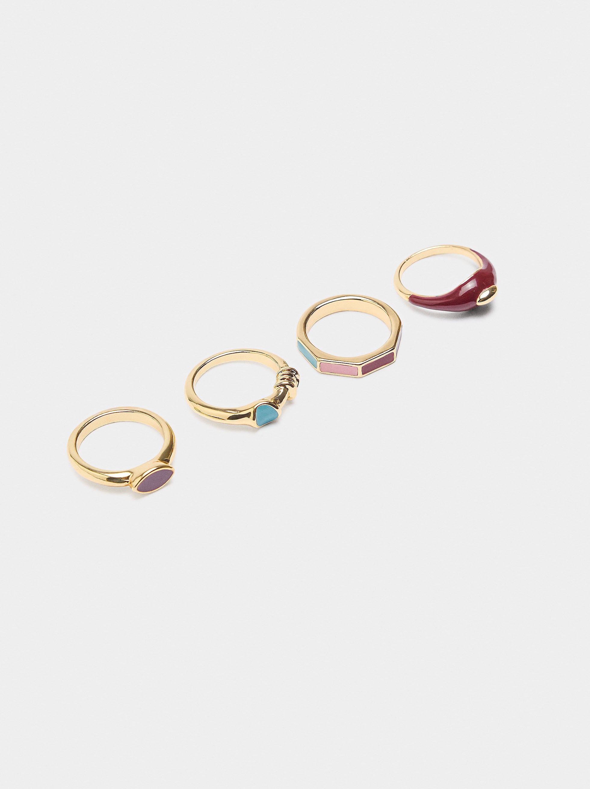 Set De Anillos Con Esmalte