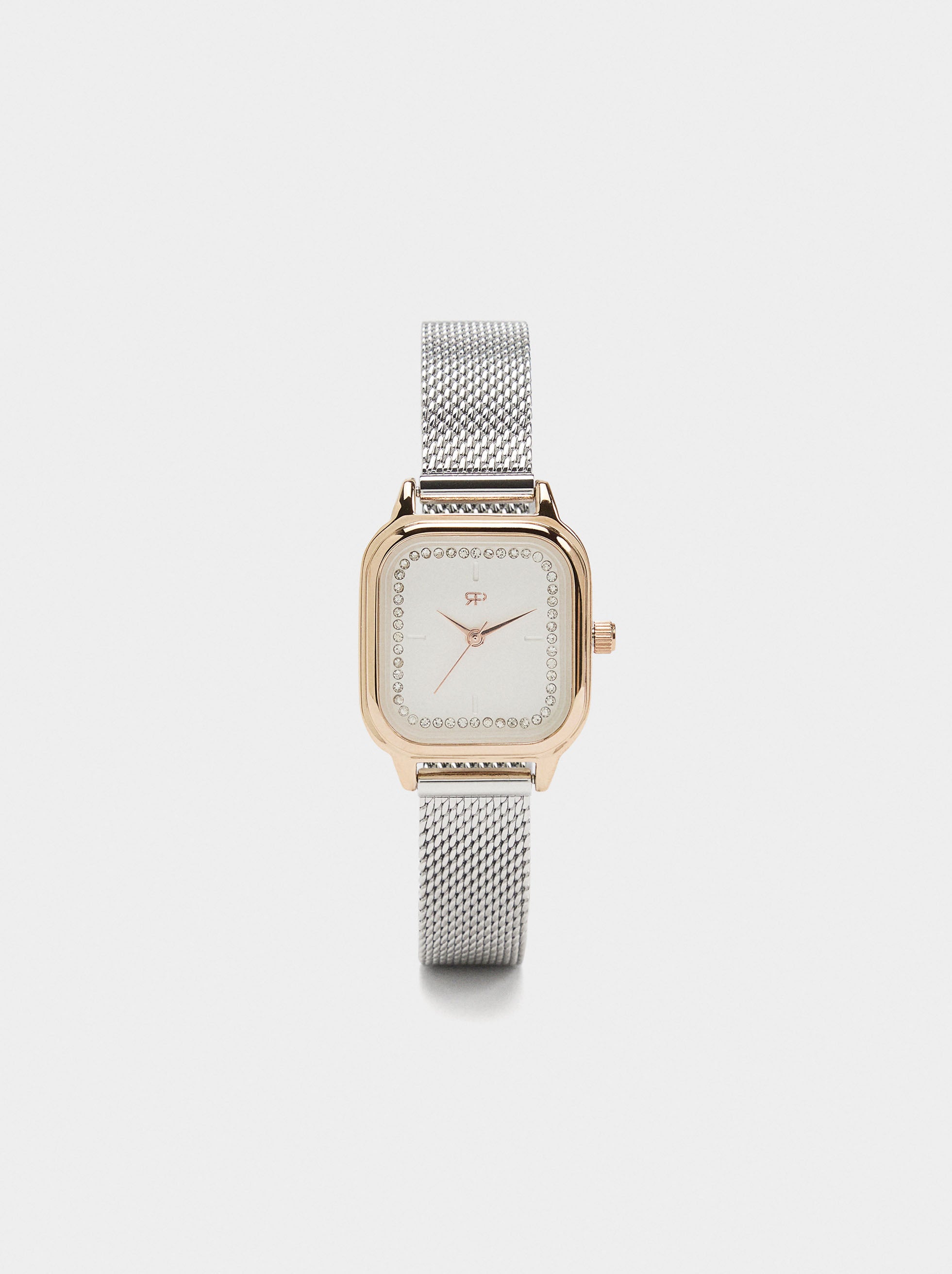 Reloj Cuadrado Brazalete  Acero Inoxidable Bicolor