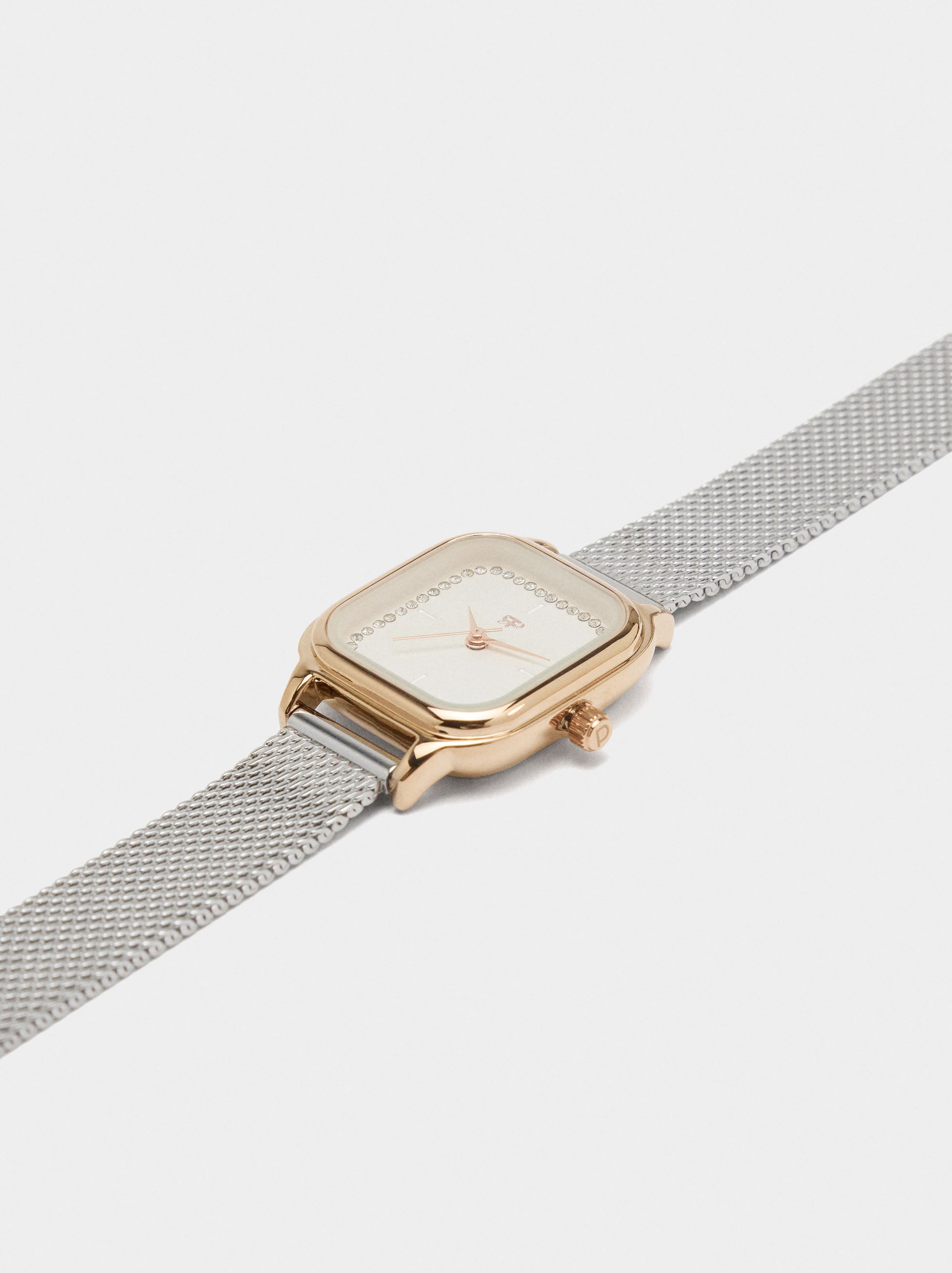 Reloj Cuadrado Brazalete  Acero Inoxidable Bicolor