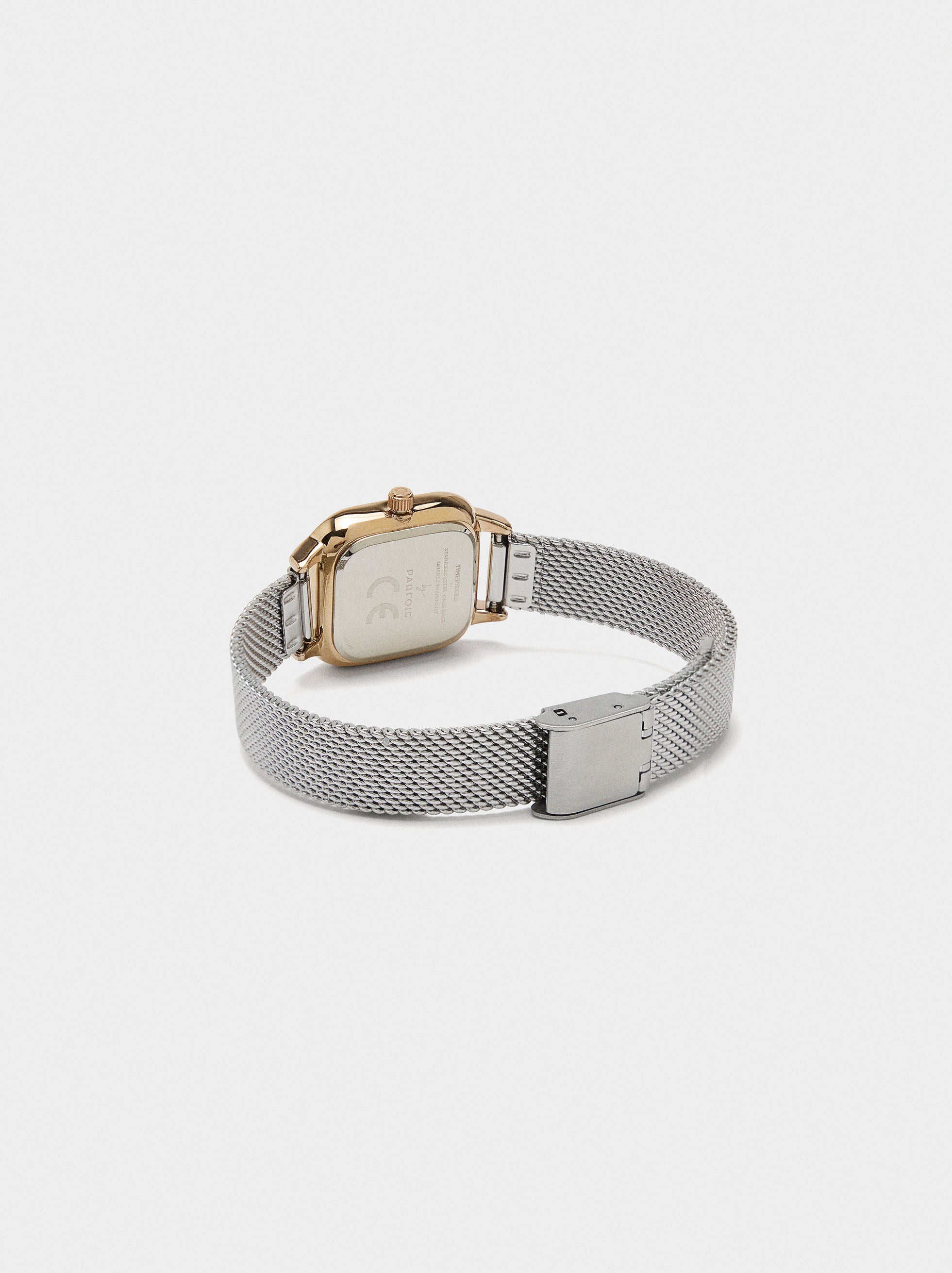 Reloj Cuadrado Brazalete  Acero Inoxidable Bicolor