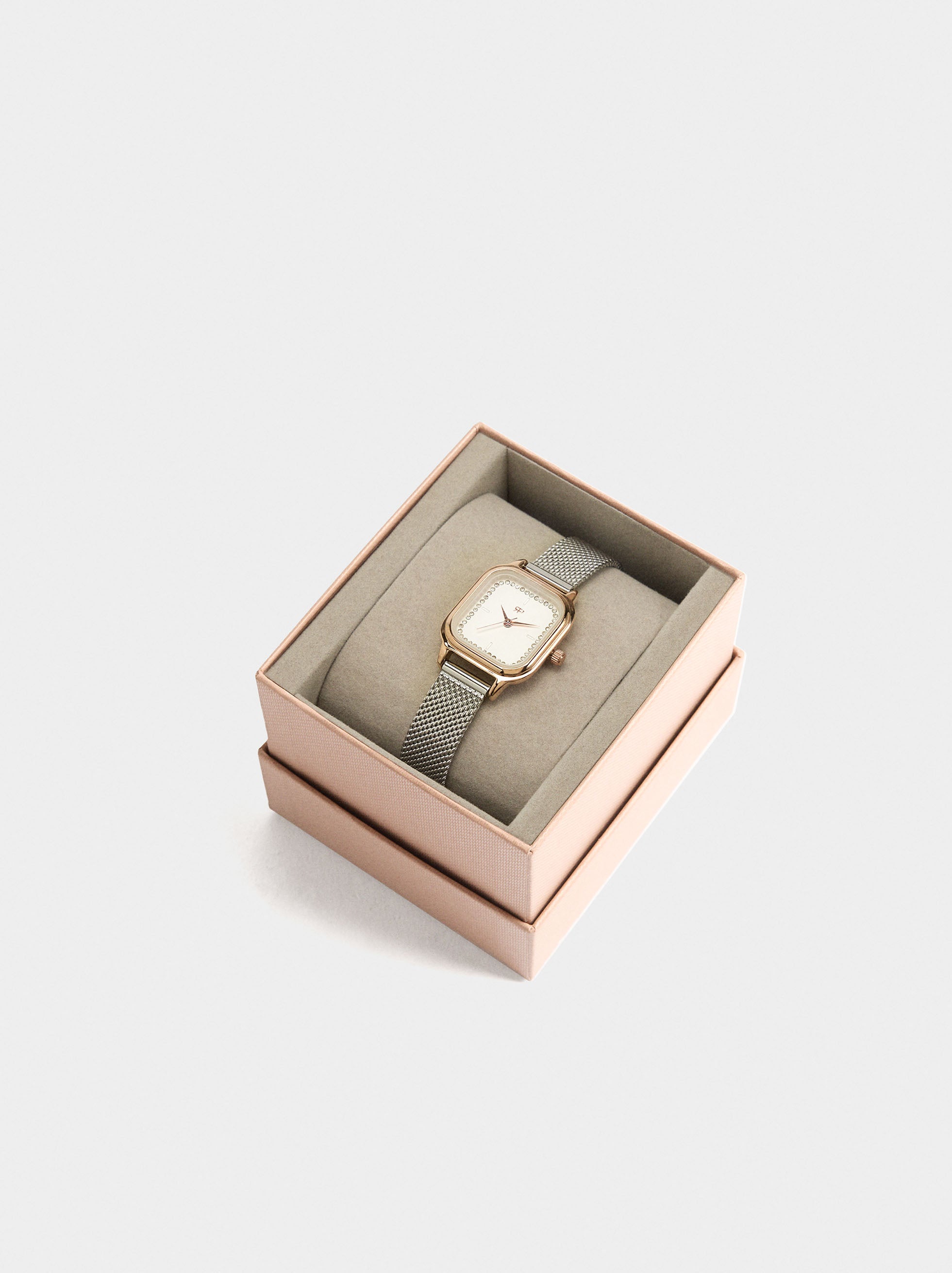 Reloj Cuadrado Brazalete  Acero Inoxidable Bicolor