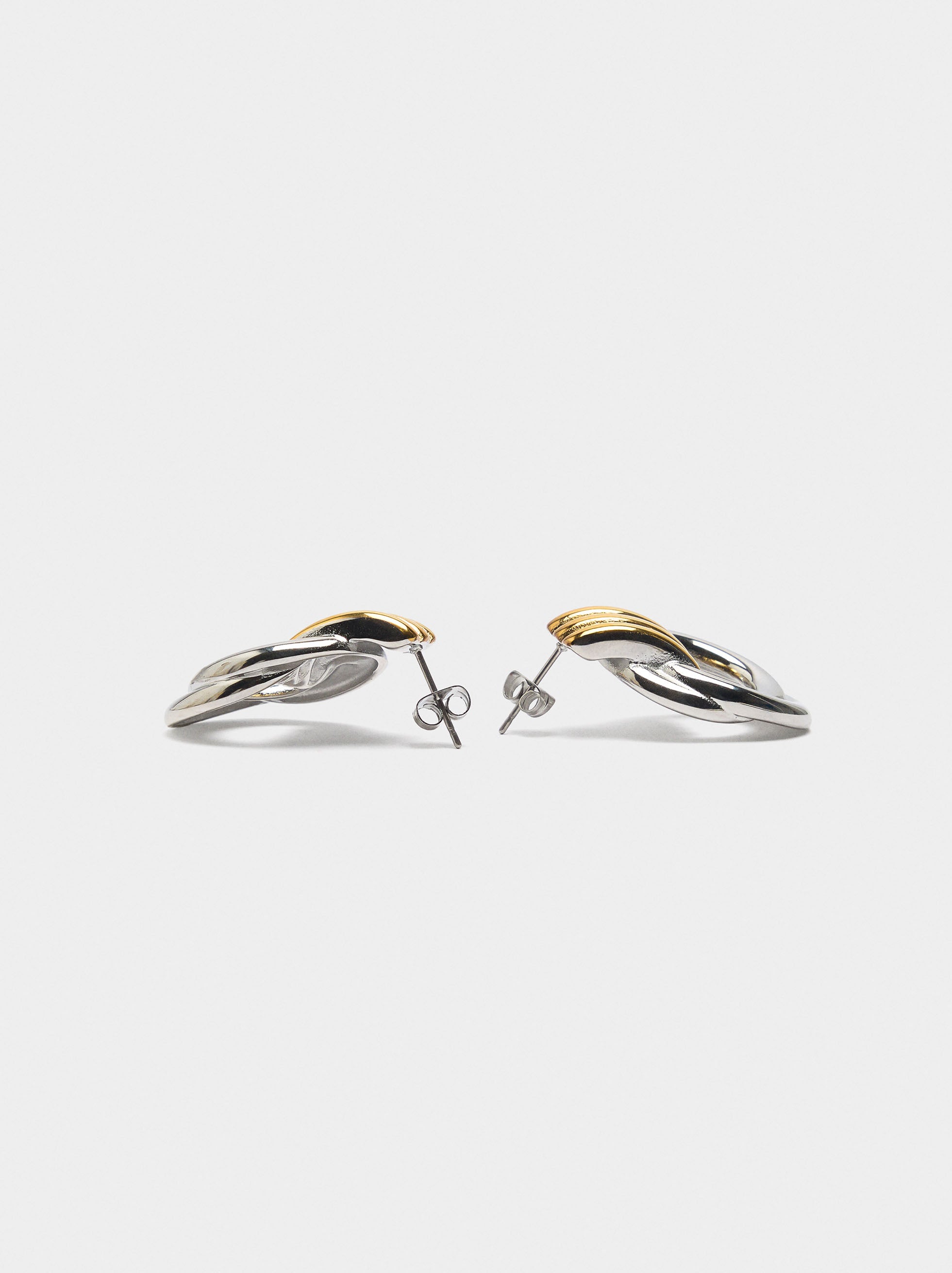 Pendientes Cortos Con Aros - Acero Inoxidable
