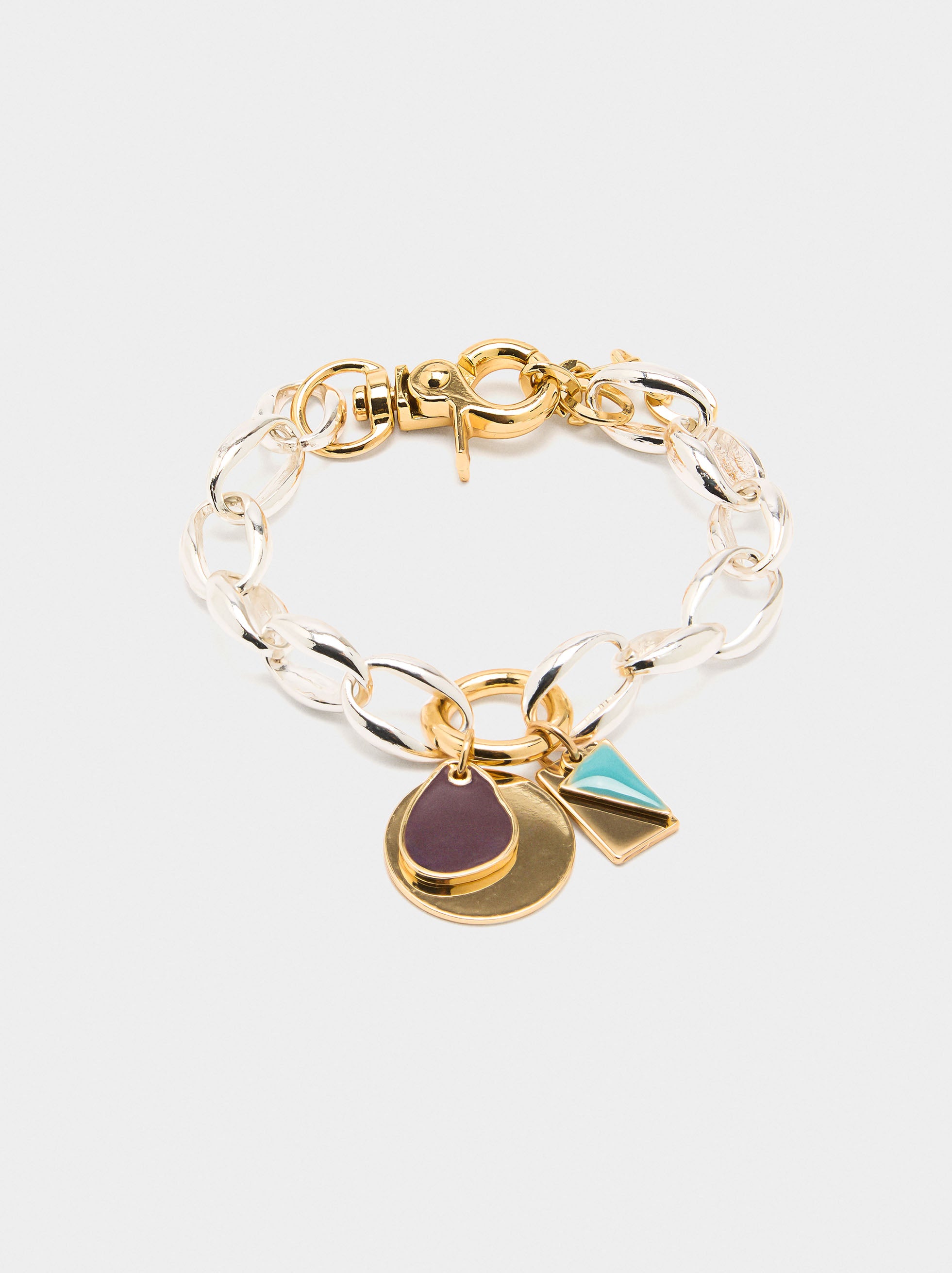 Pulsera De Eslabones Colgantes Con Esmalte