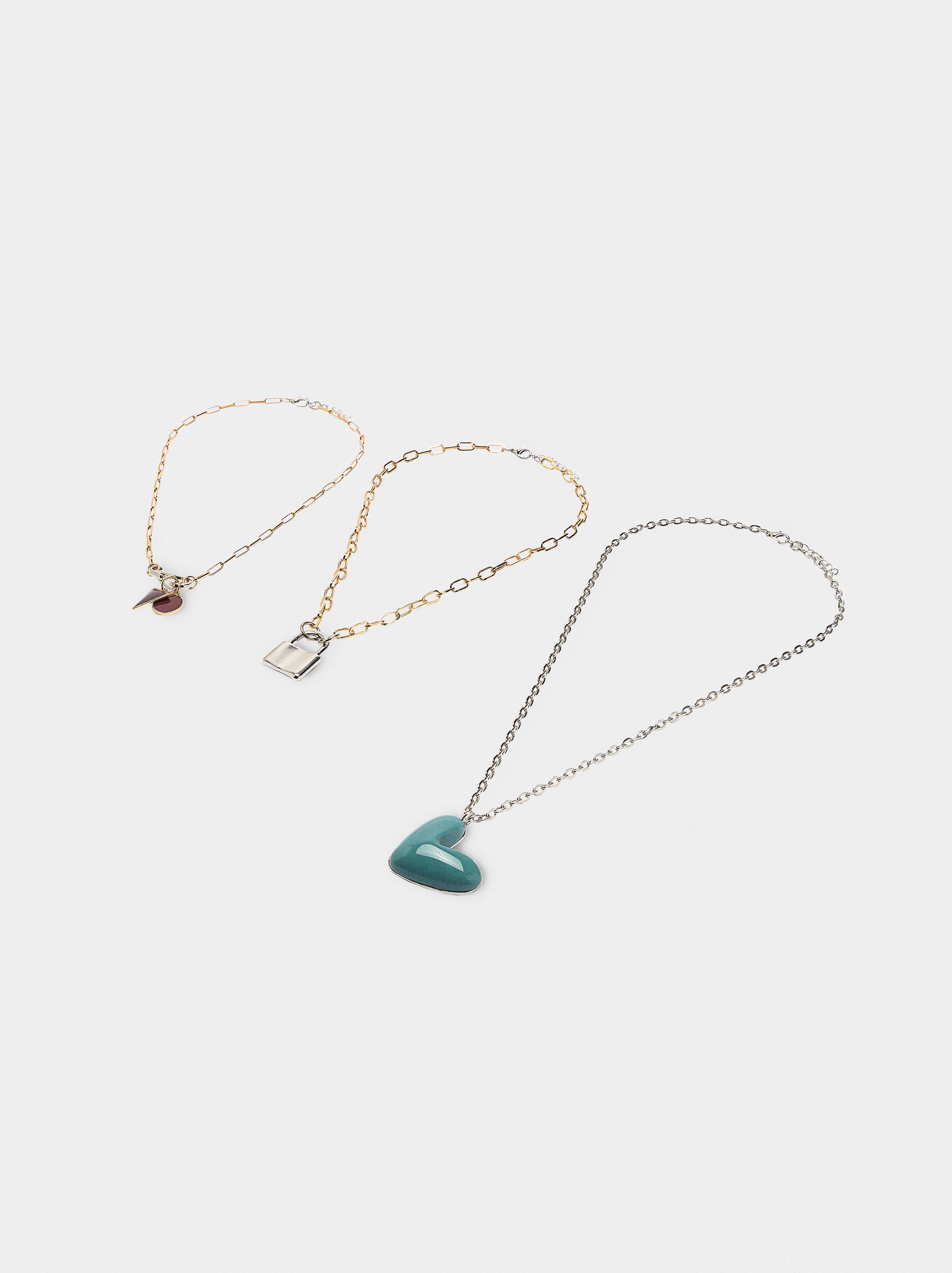 Set De Collares De Eslabones Corazón