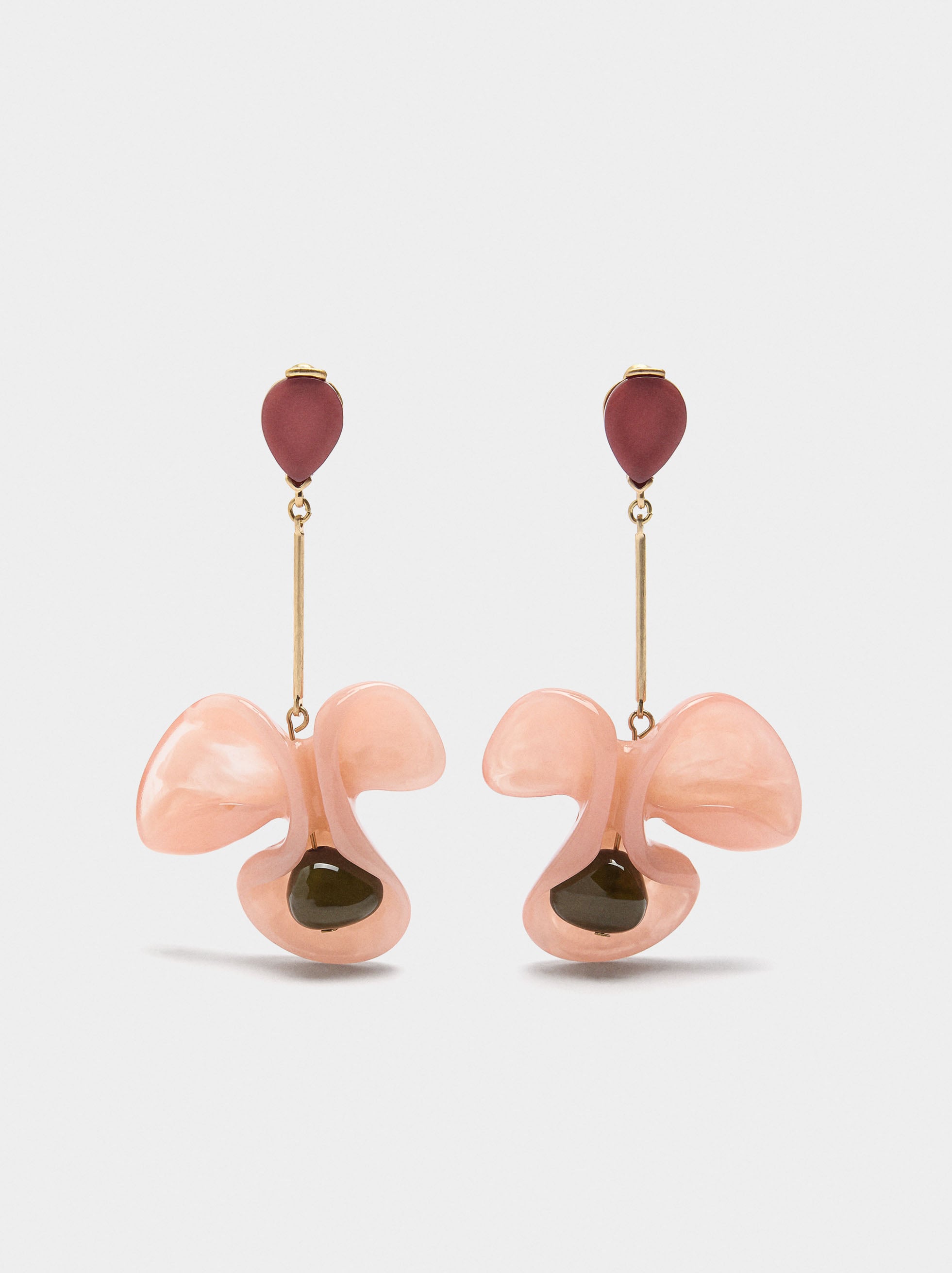 Pendientes Largos De Flor De Resina