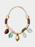 Collar Corto Con Colgantes Efecto Piedra