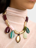 Collar Corto Con Colgantes Efecto Piedra