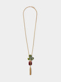 Collar Largo De Flor De Resina Con Flecos