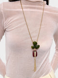 Collar Largo De Flor De Resina Con Flecos