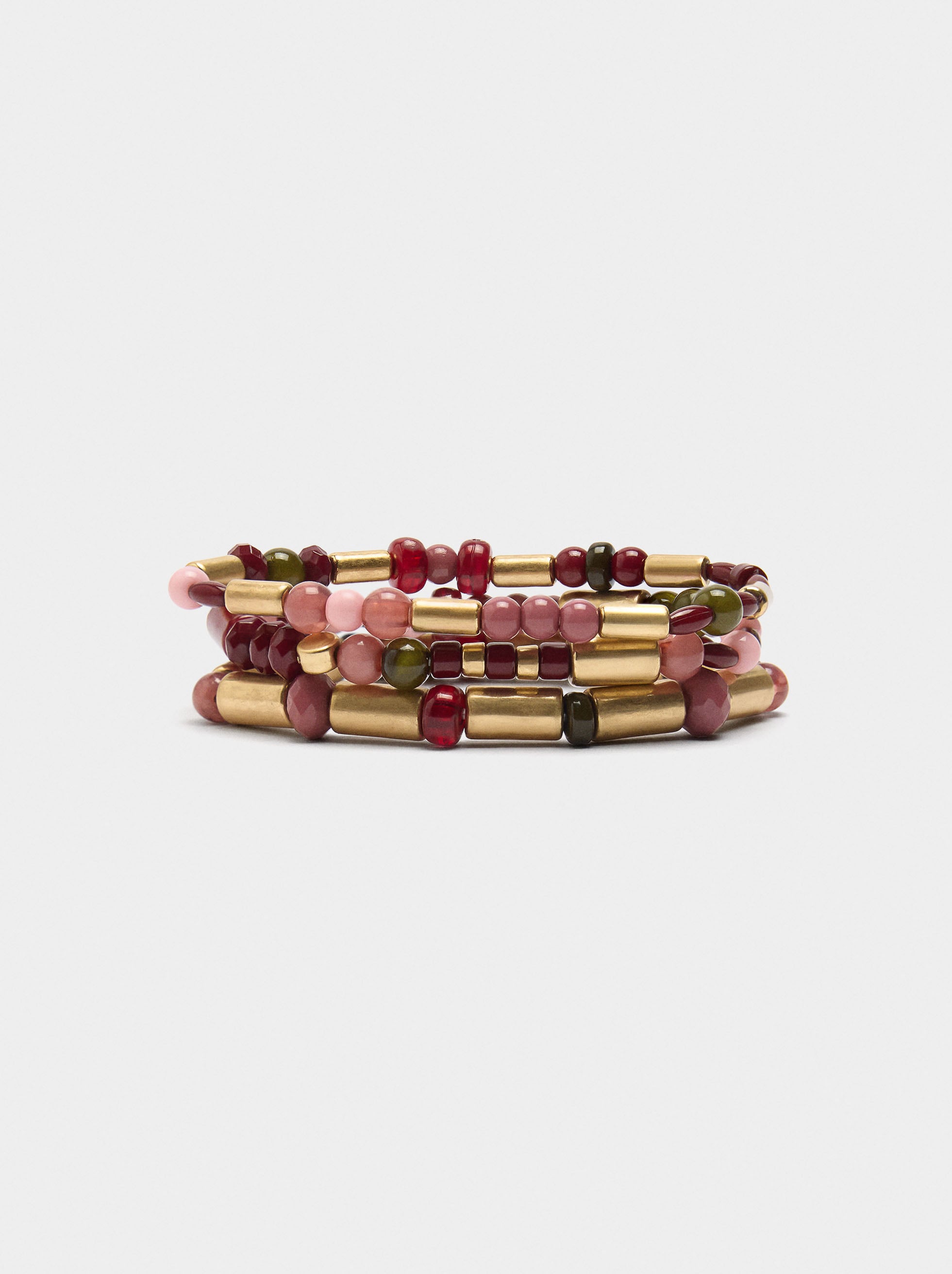 Set De Pulseras Elásticas Cuentas Efecto Piedra