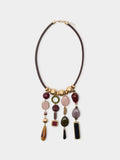 Collar De Cordón Con Colgantes Efecto Piedra